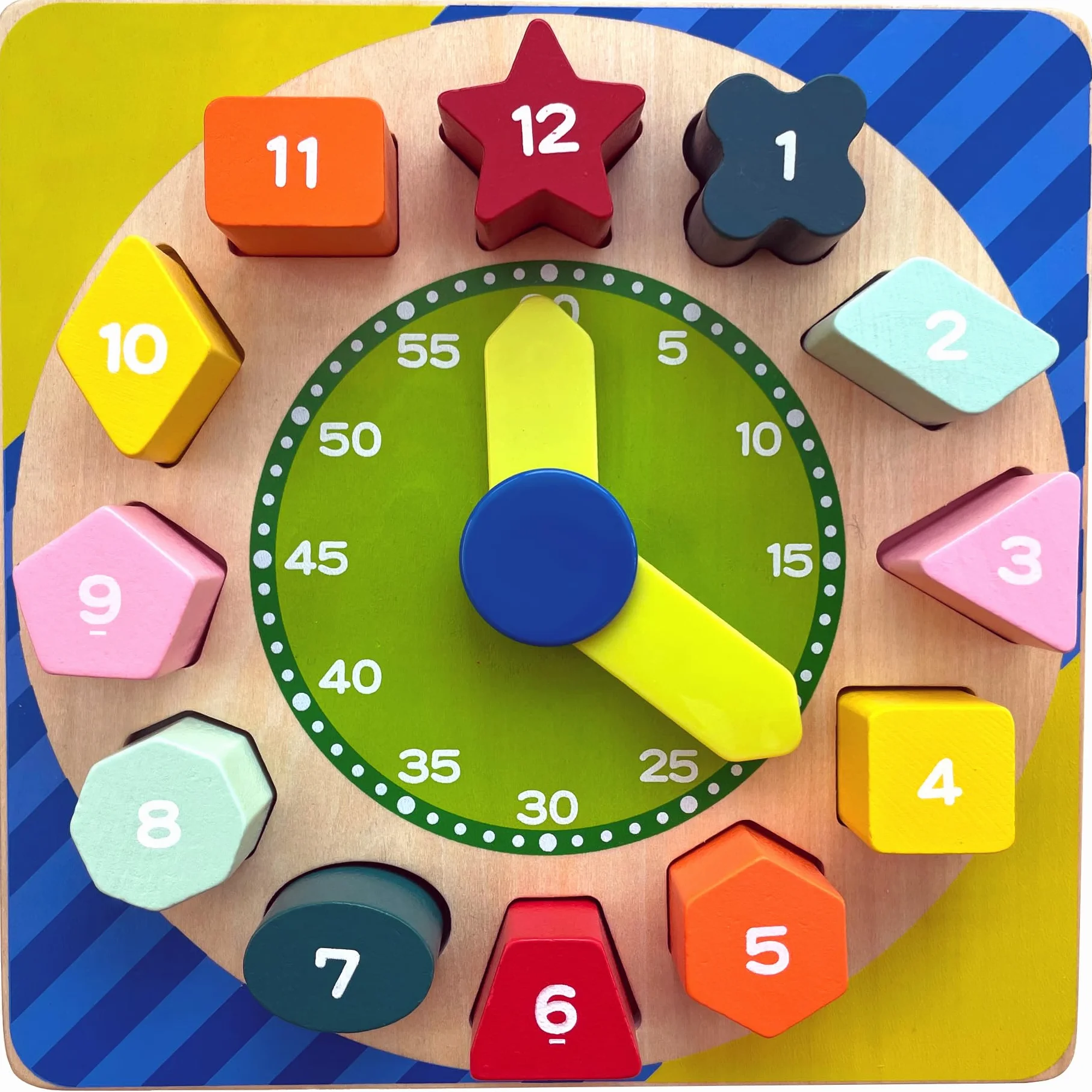 Orologio di Legno forma Smistatore di forme Puzzle giocattolo che insegna il tempo, il numero e le forme - Regali di Compleanno Educativi Montessori 18M+per Bambini