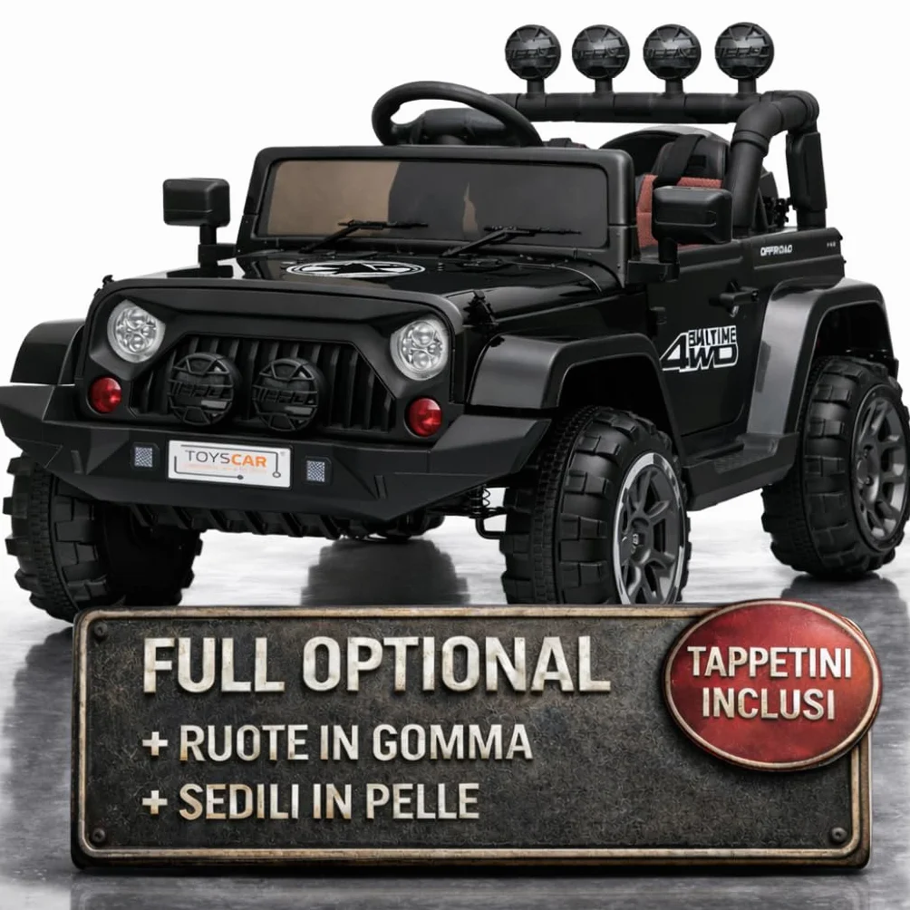 TOYSCAR Macchina Elettrica Per Bambini Fuoristrada Adventure Full Optional TAPPETINI e RUOTE IN GOMMA Auto Elettrica Per Bambini Telecomandata Sedile In Pelle Porte Apribili Doppio Motore12V