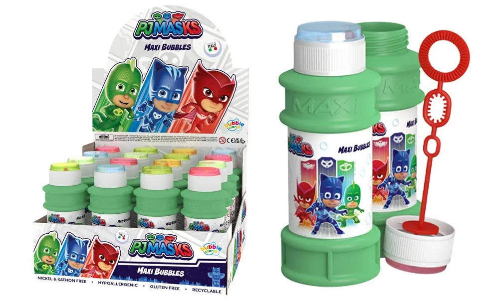 DULCOP - Pacco da 16 Bolle PJ Masks/Pyjamasques - Bolle di Sapone - 175 ml - 046975PA - Verde - Plastica - Licenza Ufficiale - Giocattolo per Bambini - Gioco all'aperto - A Partire dai 3 Anni