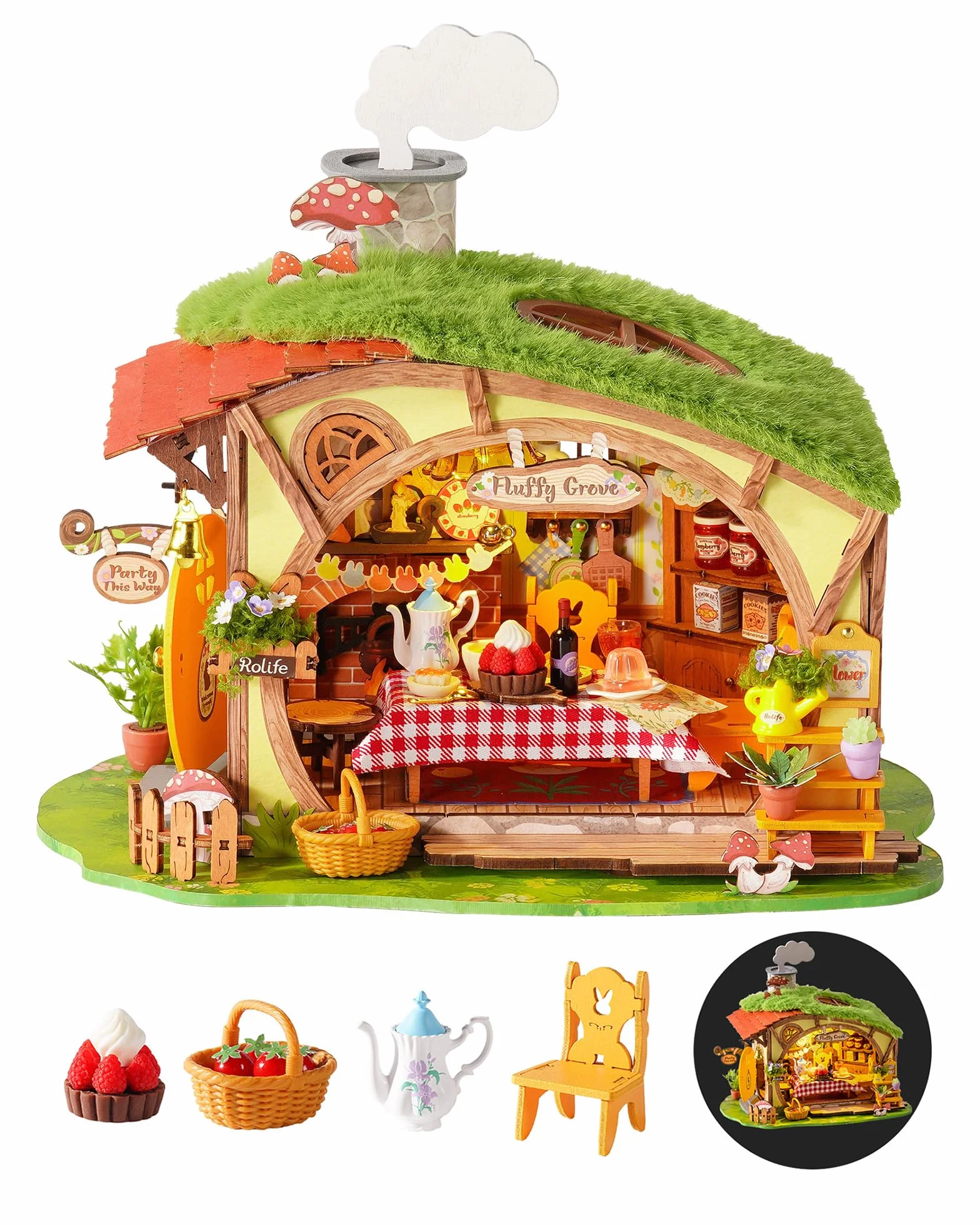 Rolife Casa delle Bambole per Adulti Boschetto Soffice Casa in Miniatura in Legno Kit Modellino Antistress Decorazione Domestica Regali Creativi per Natale