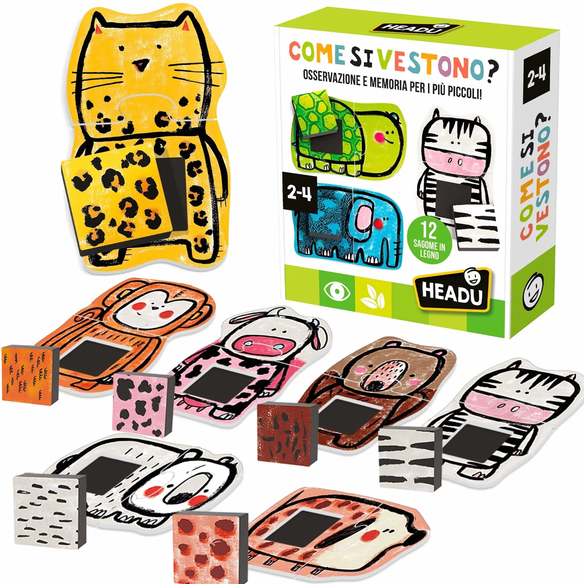 HEADU - Come si Vestono, Osservazione e Memoria per i più Piccoli, Un Gioco Educativo per Bambini dai 2 ai 4 anni, Made in Italy