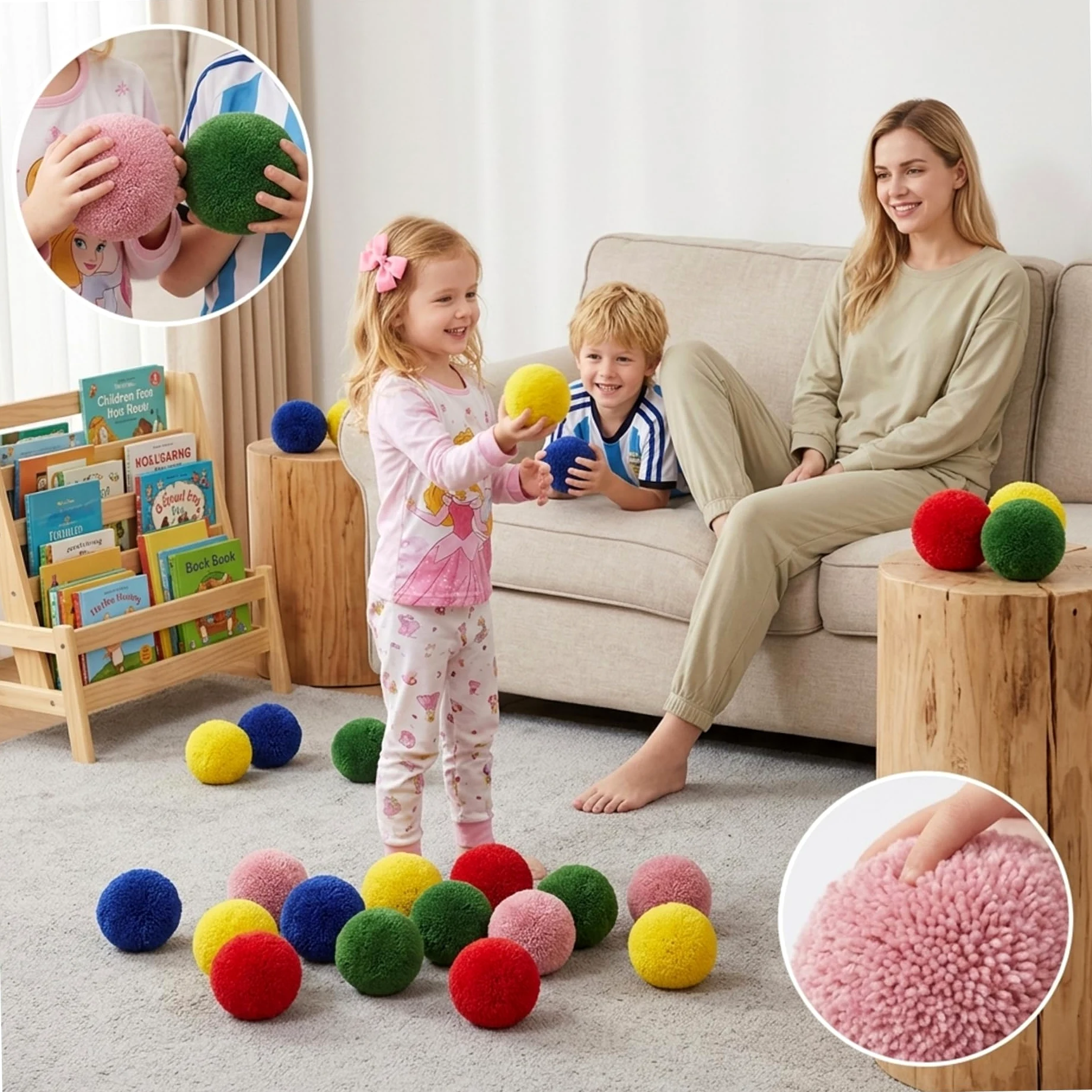 Confezione da 24 Palline di Filato, Palline morbide e Soffici da 10 cm per Bambini e Adulti, da Gioco sicure per Giochi all'aperto al Coperto, Pallamano, Casuale