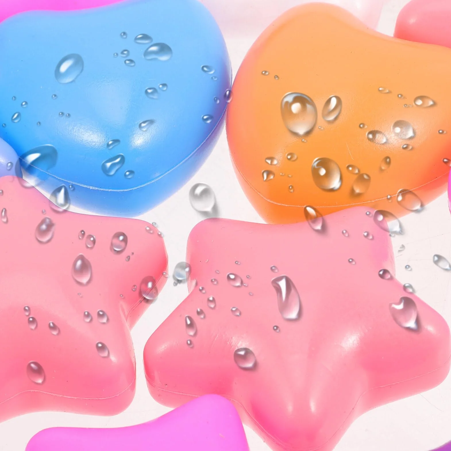 100 palline colorate dell'oceano a forma di cuore e stella, per bambini – giocattoli da nuoto in plastica per balli, feste e tempo di gioco