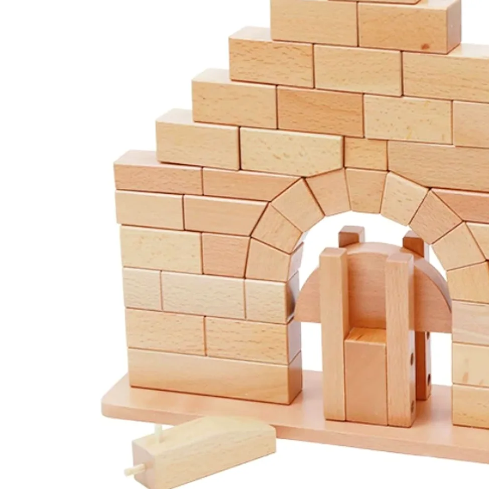 Set di Blocchi da Costruzione in Legno Montessori Arch | Giocattolo sensoriale STEM naturale in legno di faggio per la costruzione di ponti, manipolazione, equilibrio e gravità