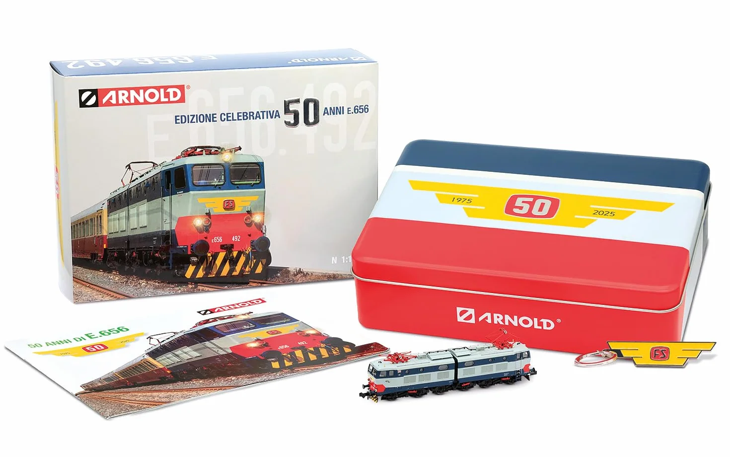 Arnold HN2645 FS E.656 5a serie Livrea blu/grigio Fondazione FS Ep. VI 50 anni E.656 1975-2025 Locomotiva Elettrica