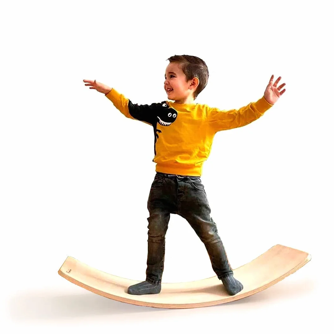 TWR ® - Tavola Curva Certificata CE - Ecologica e Realizzata a Mano. Prodotto in Spagna. Finitura Naturale. Balance Board Legno. Tavola Montessori. Tavola di Equilibrio