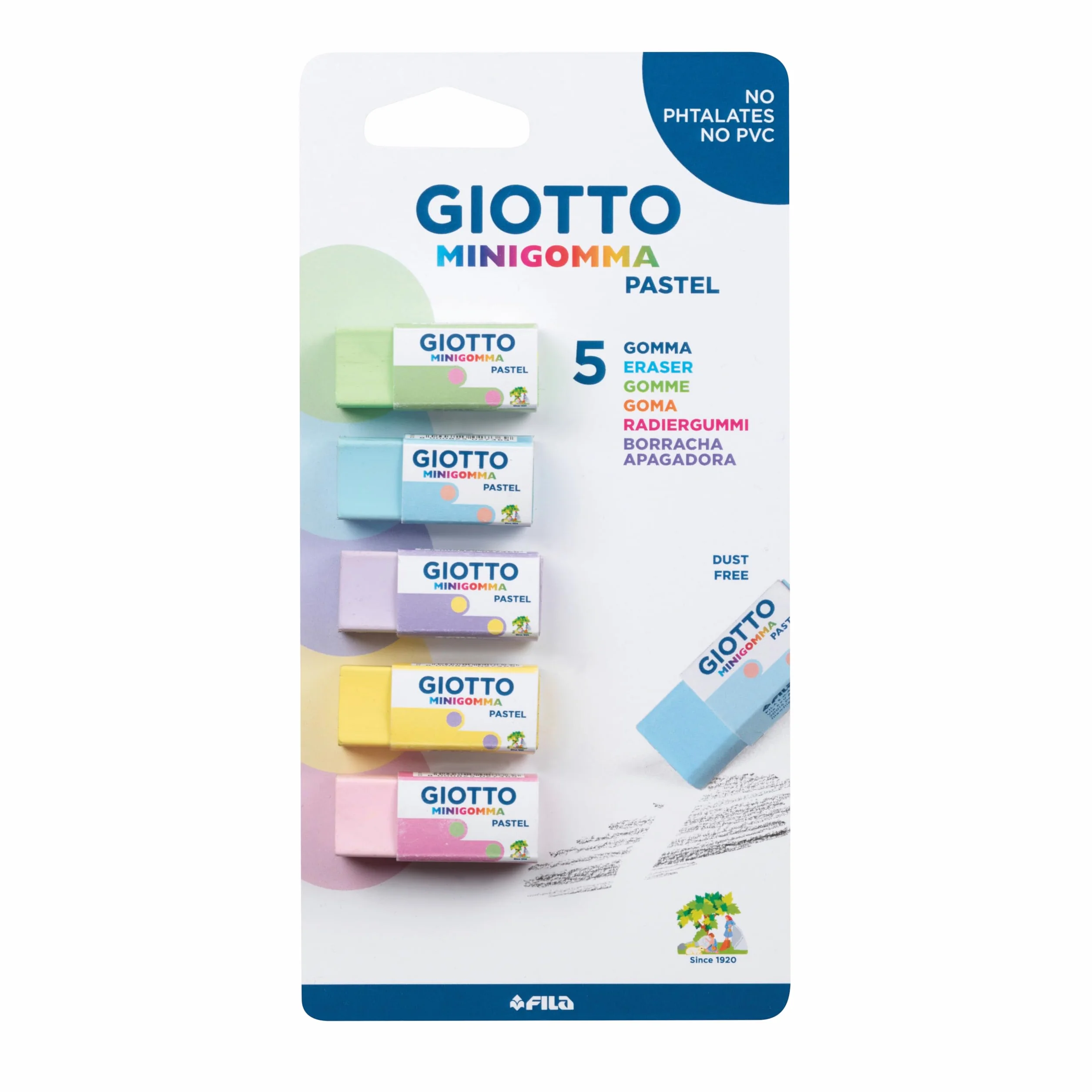 Giotto Set 5 Mini gomme Pastel