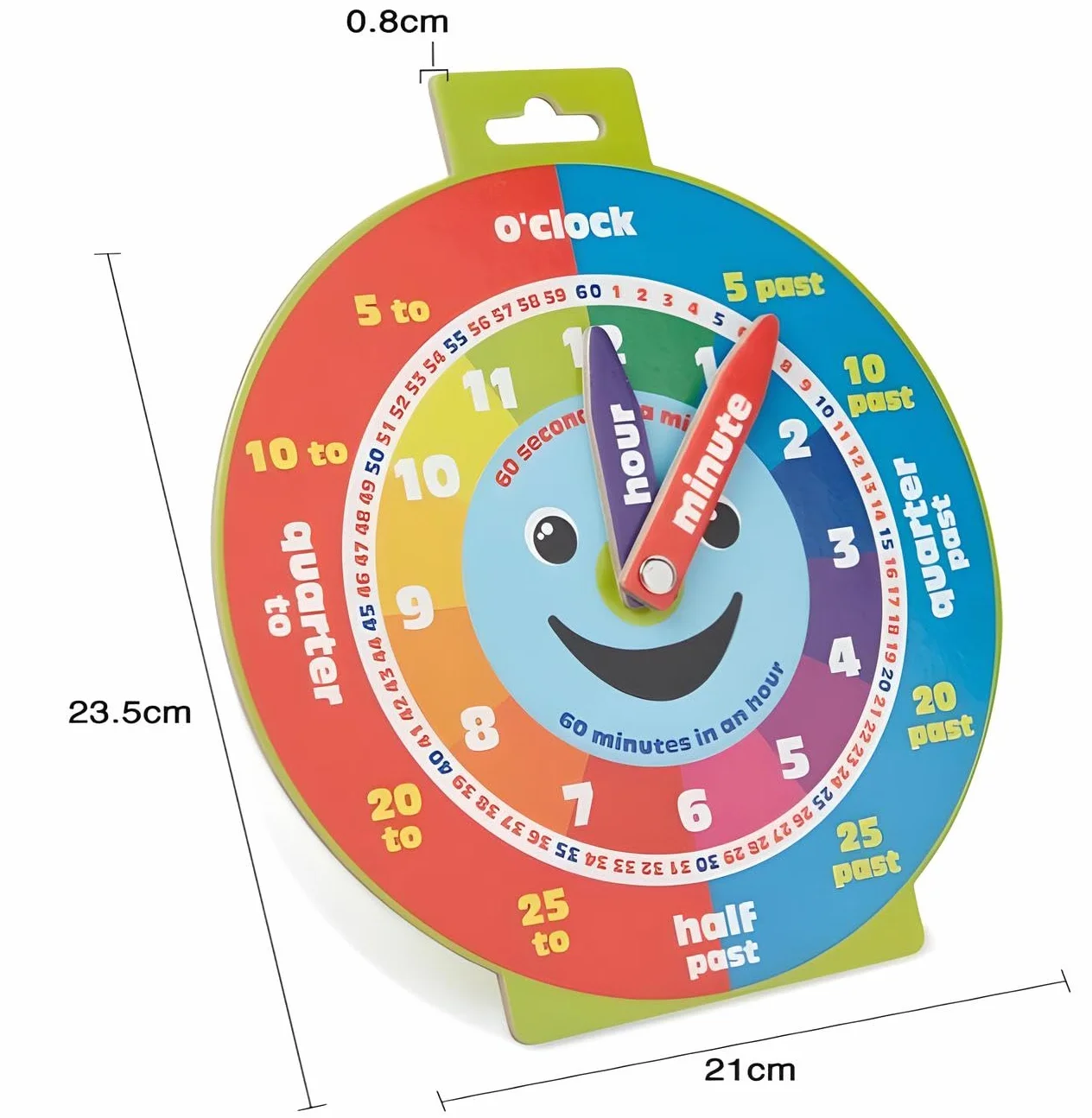 Morgan's Direct Orologio educativo con mani mobili e faccina sorridente. Facile da usare e resistente per i bambini piccoli, nonché portatile.