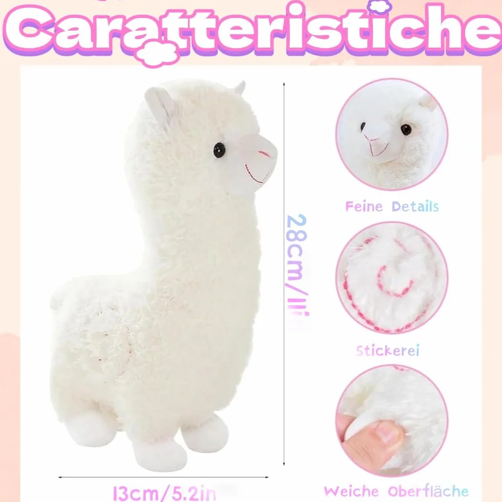 Stand alpaca peluche, alpaca bianco coccolone, lama peluche regalo per i bambini ragazze amanti