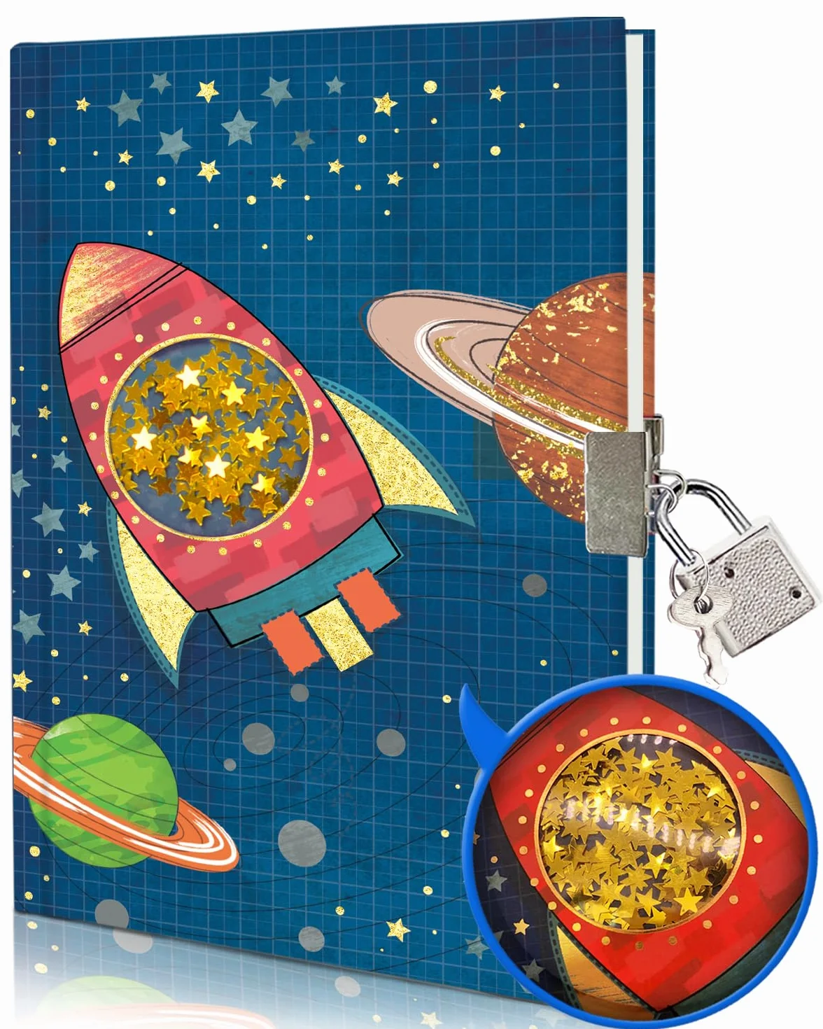 Diario Segreto Bambina con Lucchetto 80 Fogli a Righe 17,8x13,5cm Quaderno per Scrittura Scolastica Regalo Ragazzi 6-10 Anni