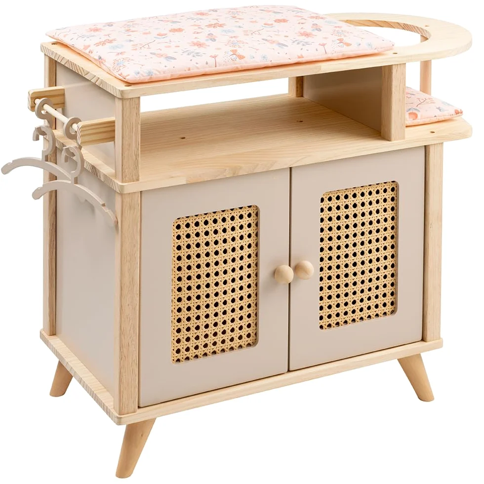 howa 2760 - Armadio per bambole in legno, con sedile per bambole, 2 grucce
