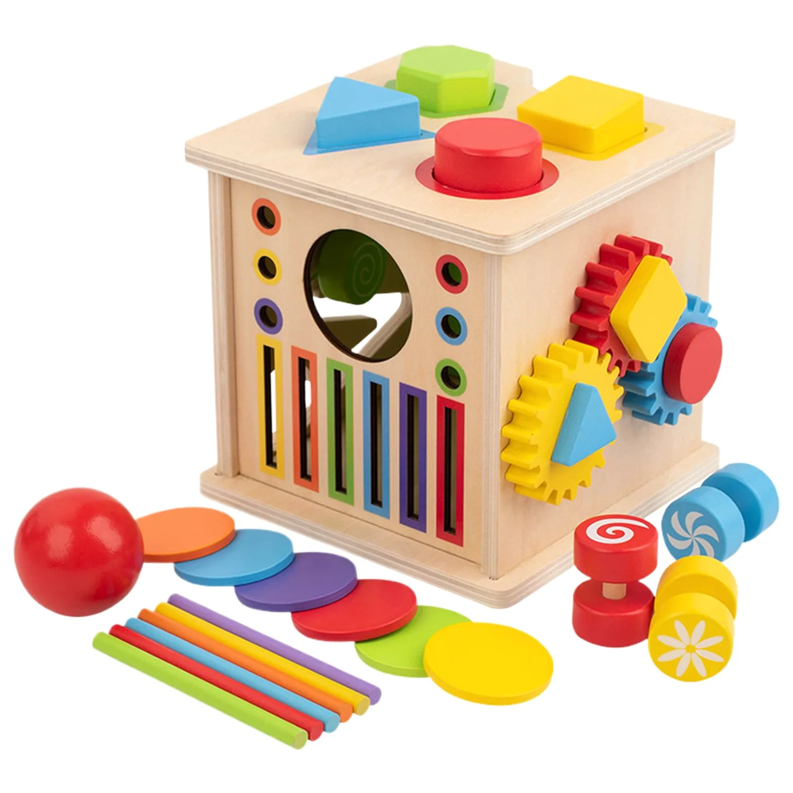 Cubo Di Attività Per Bambini 8 in 1 Giocattolo Educativo in Legno | Centro Di per Casa Compleanno Ragazze Ragazzi Bambini 1-6 Anni Festa Sala Giochi Aula