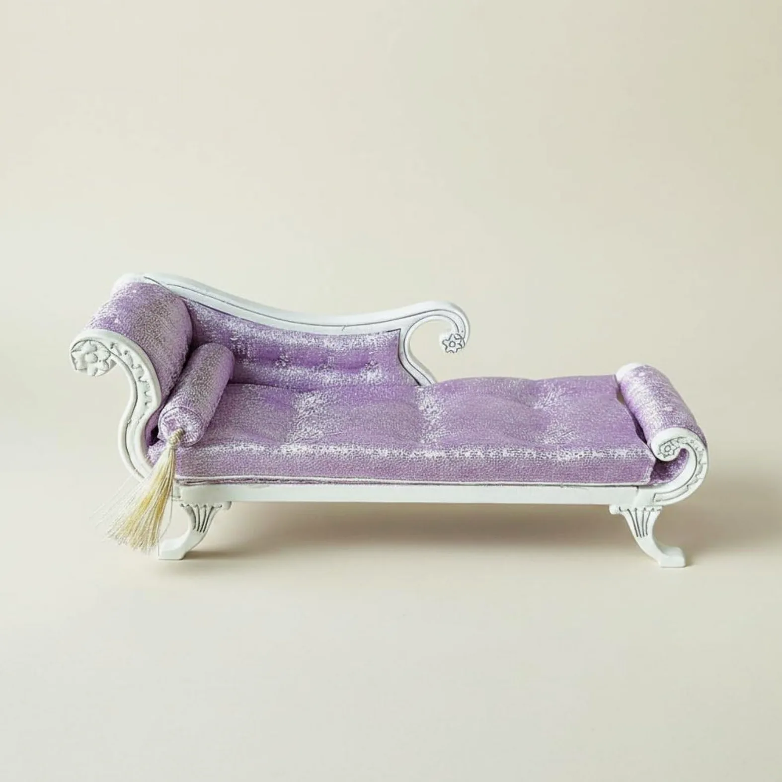 Mini Divano Casa Delle Bambole Divanetto Sedia Antica in Legno Lavorato E Stoffa Ricamata con Profilo da Daybed Adatto per Collezionismo Diorami Miniatura 1 12, color to 3