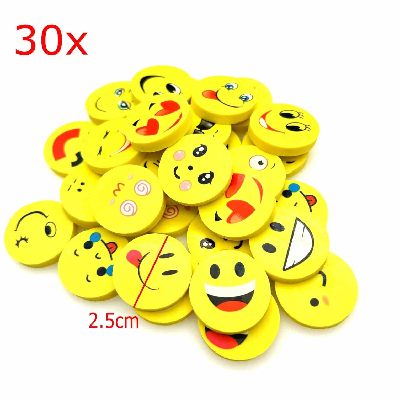 JZK Set di 60 matite e gomme, 30 matite morbide + 30 gomme emoji, set riempitivi per feste di compleanno, regali per bambini