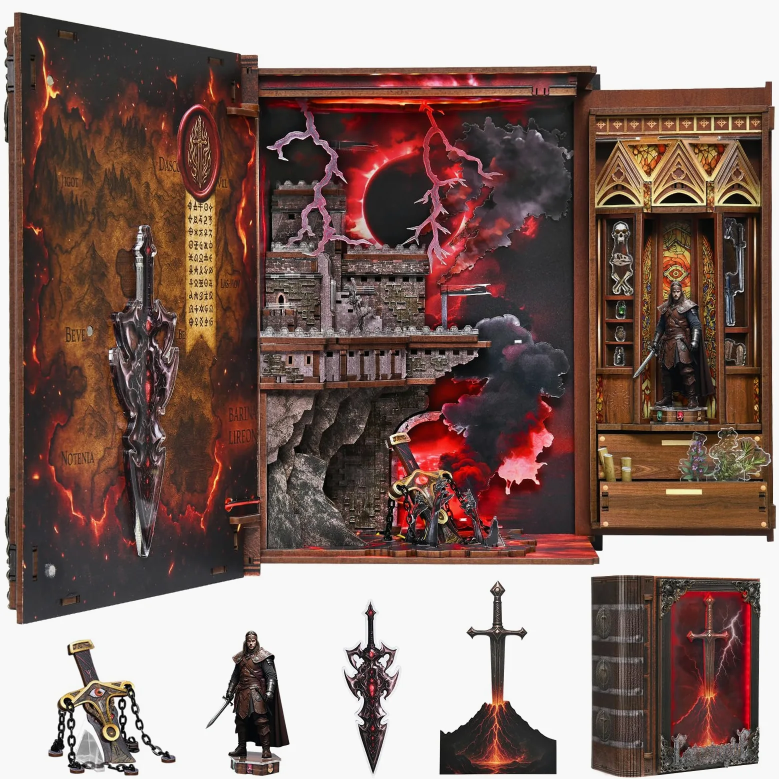 MiniCity Kit per angolo del libro, casa delle bambole Booknook libreria, decorazione magica fai da te in miniatura, kit per casa in miniatura con luci a LED, per adulti e ragazzi, per costruire un