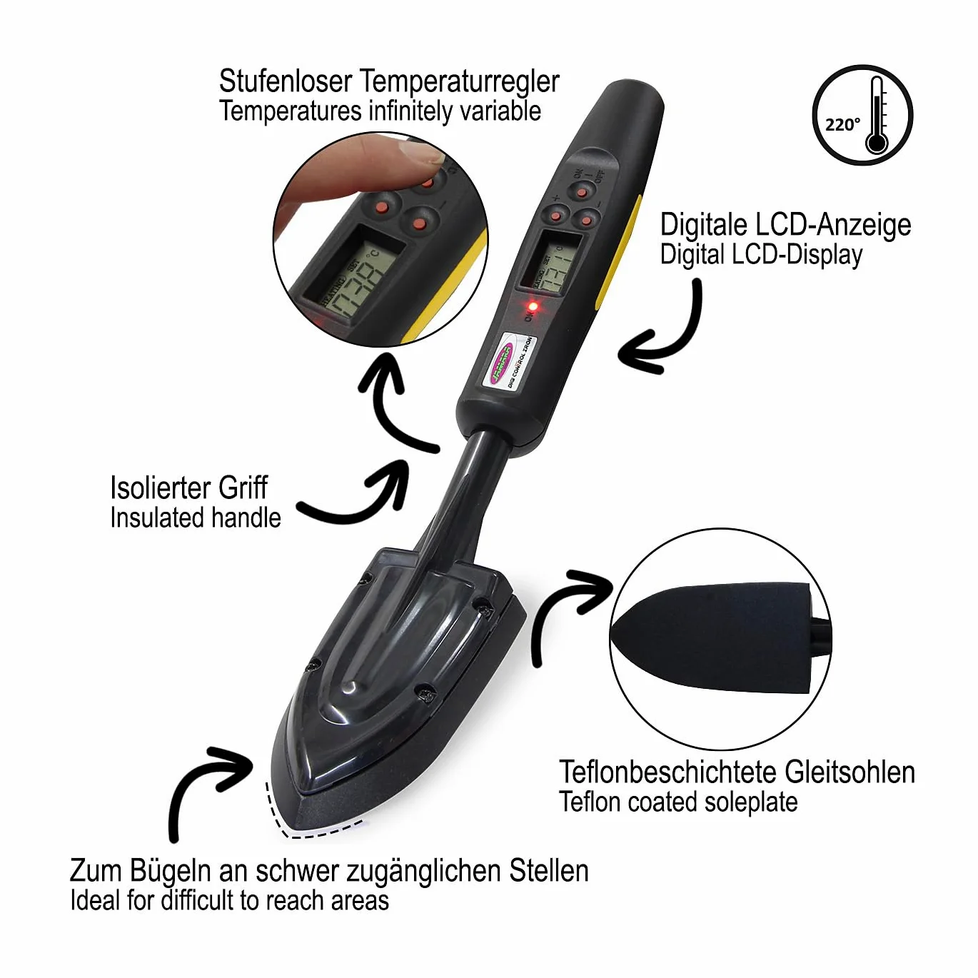 JAMARA 172130 Ferro da Stiro digi Control Iron Nero