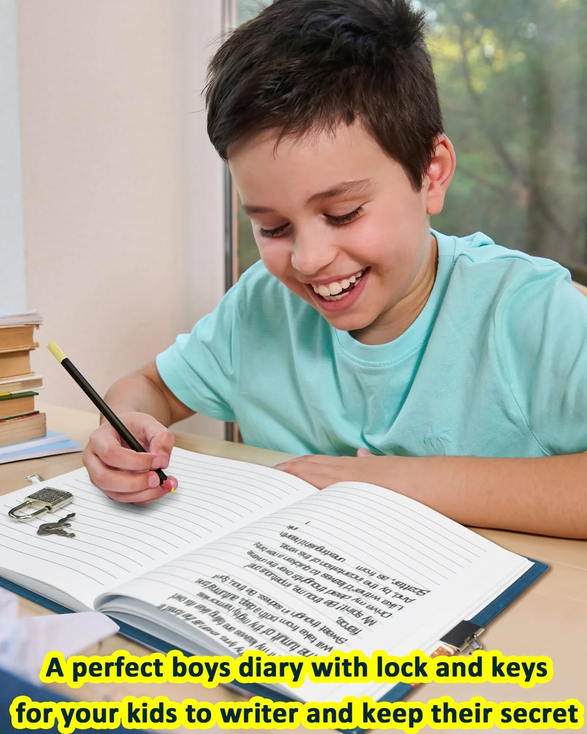 Diario Segreto Bambina con Lucchetto 80 Fogli a Righe 17,8x13,5cm Quaderno per Scrittura Scolastica Regalo Ragazzi 6-10 Anni