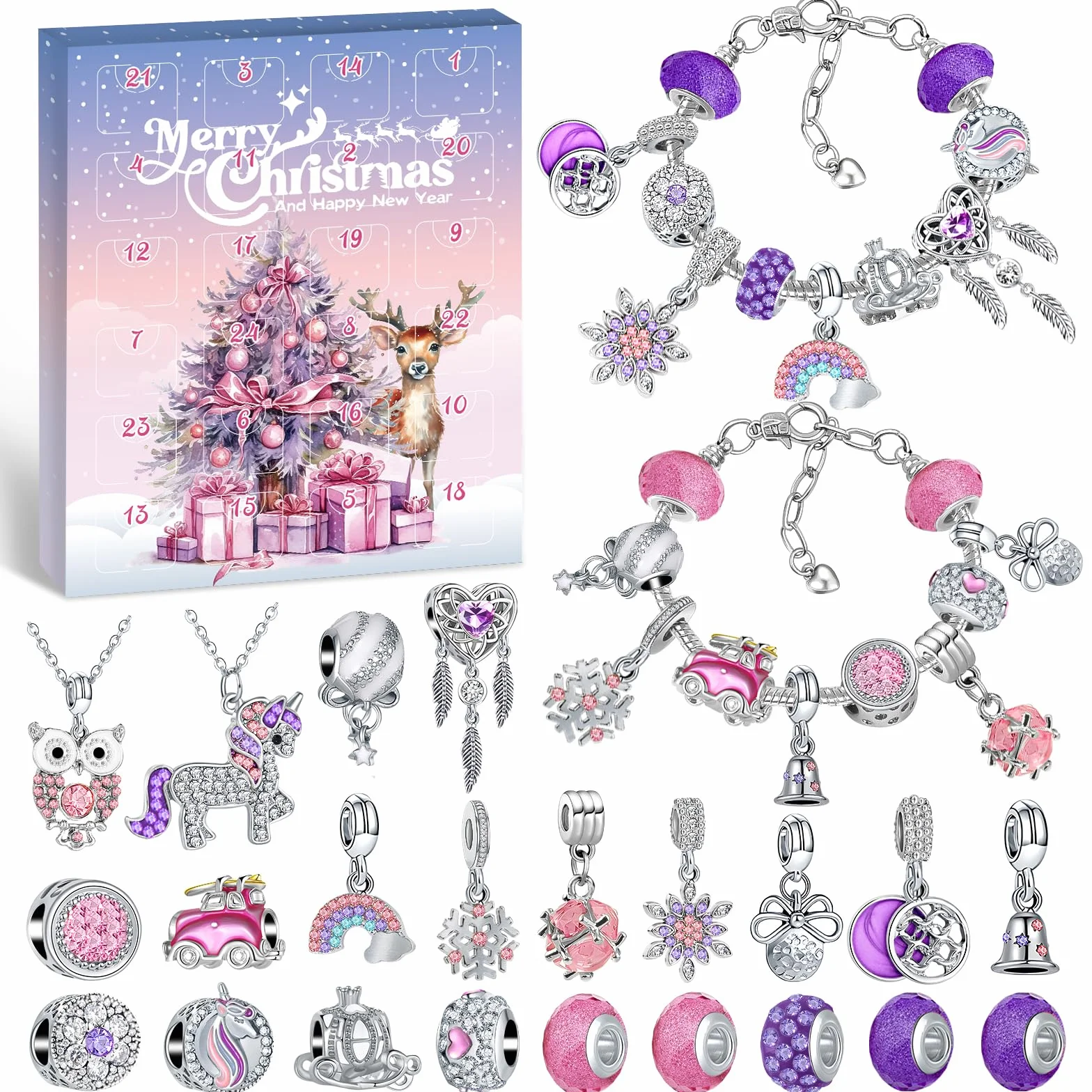 Hymarvo Calendario Avvento 2026 Bambina Gioielli, Calendario Avvento Bracciale Bambini Kinder Fai da Te, Calendari Avvento Braccialetti Collane Regalo Natale Ragazza 5 6 7 8 9 10 11 12 13 Anni