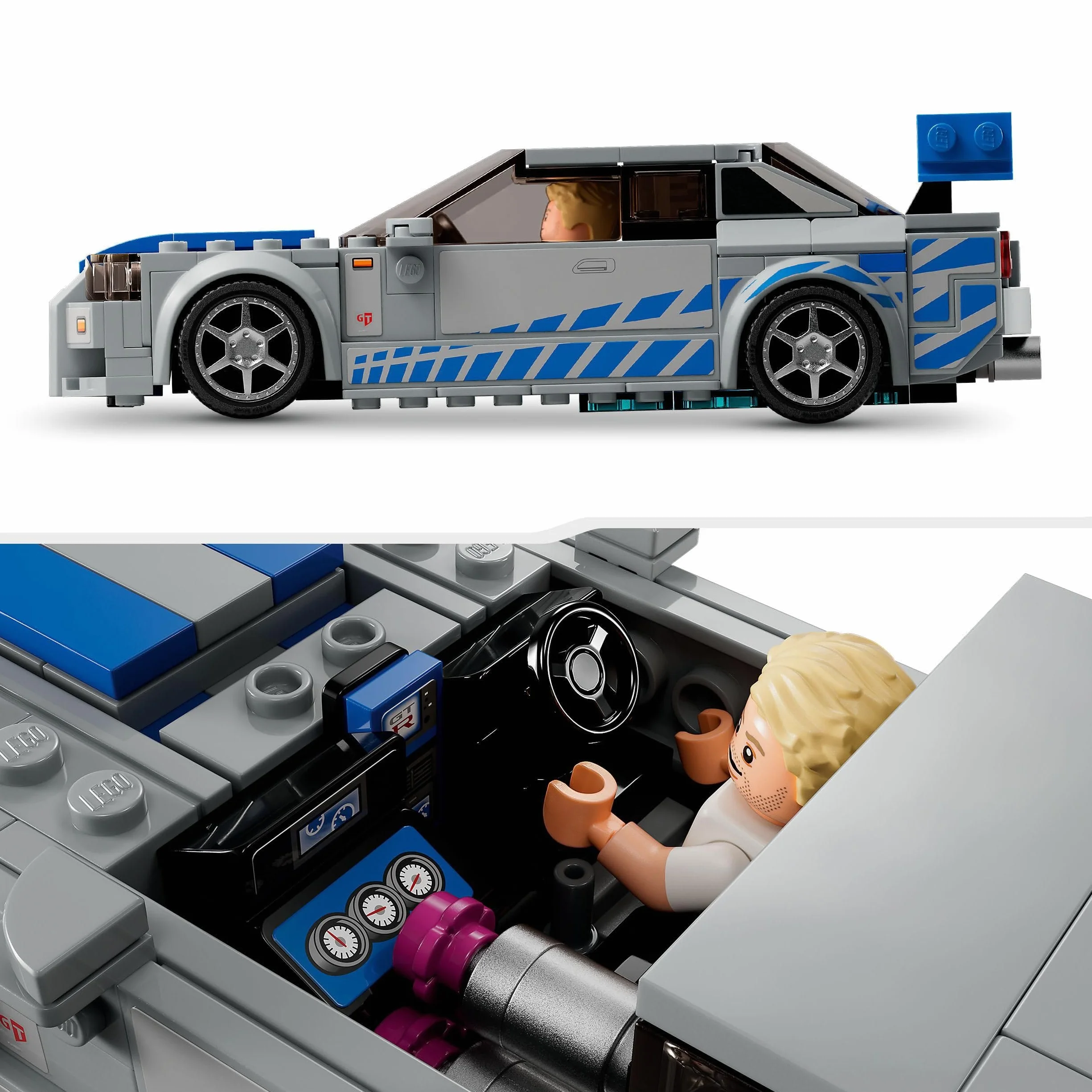 LEGO 76917 Speed Champions 2 Fast 2 Furious Nissan Skyline GT-R (R34) Macchina Giocattolo, Modellino Auto da Collezione 2023 con Minifigure, Giochi per Bambini