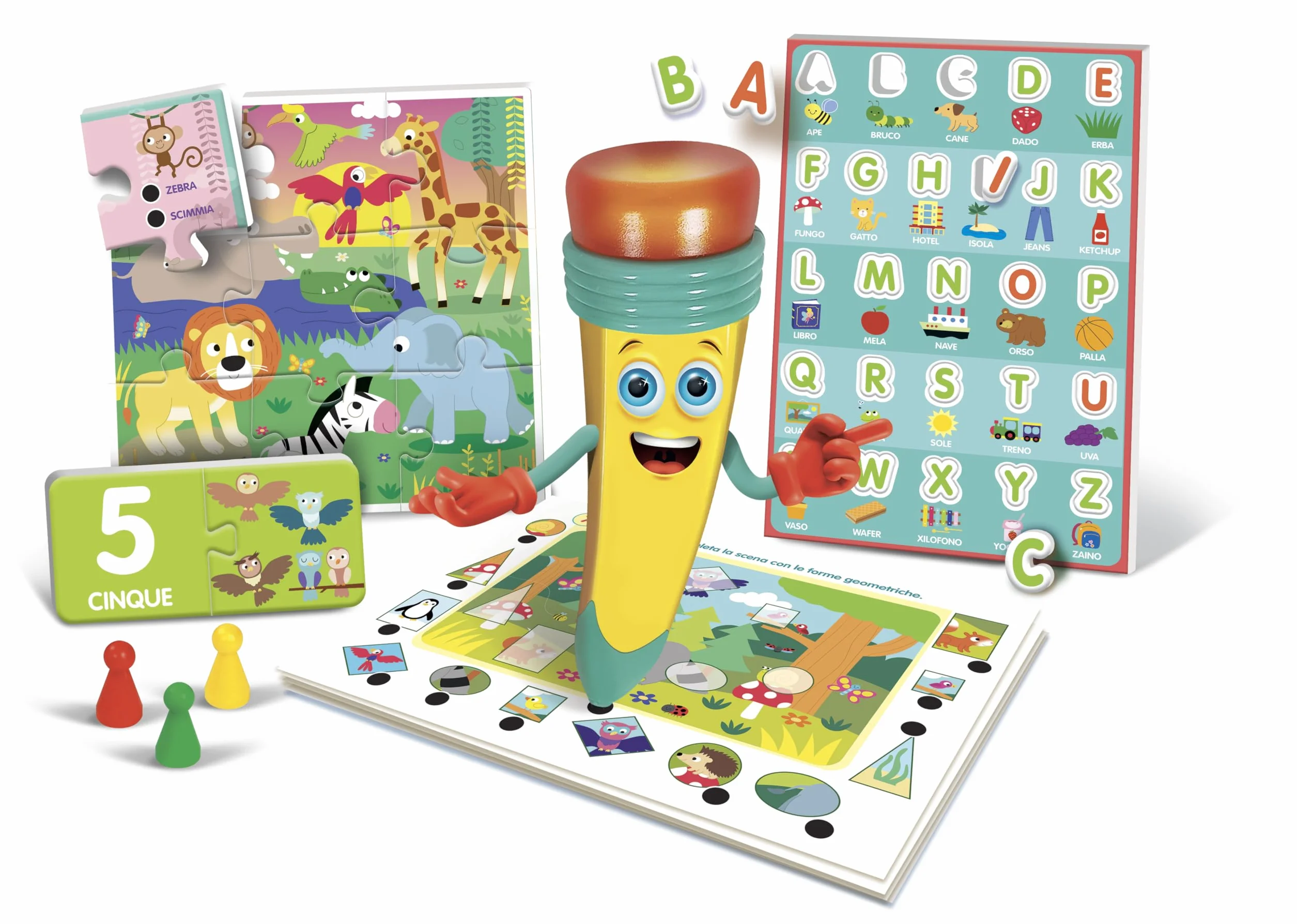 Clementoni Sapientino La Penna Parlante 60 Giochi Gioco Educativo Puzzle Schede Illustrate Imparare Alfabeto Numeri Logica Made in Italy Lingua Italiana Bambini 3-5 Anni
