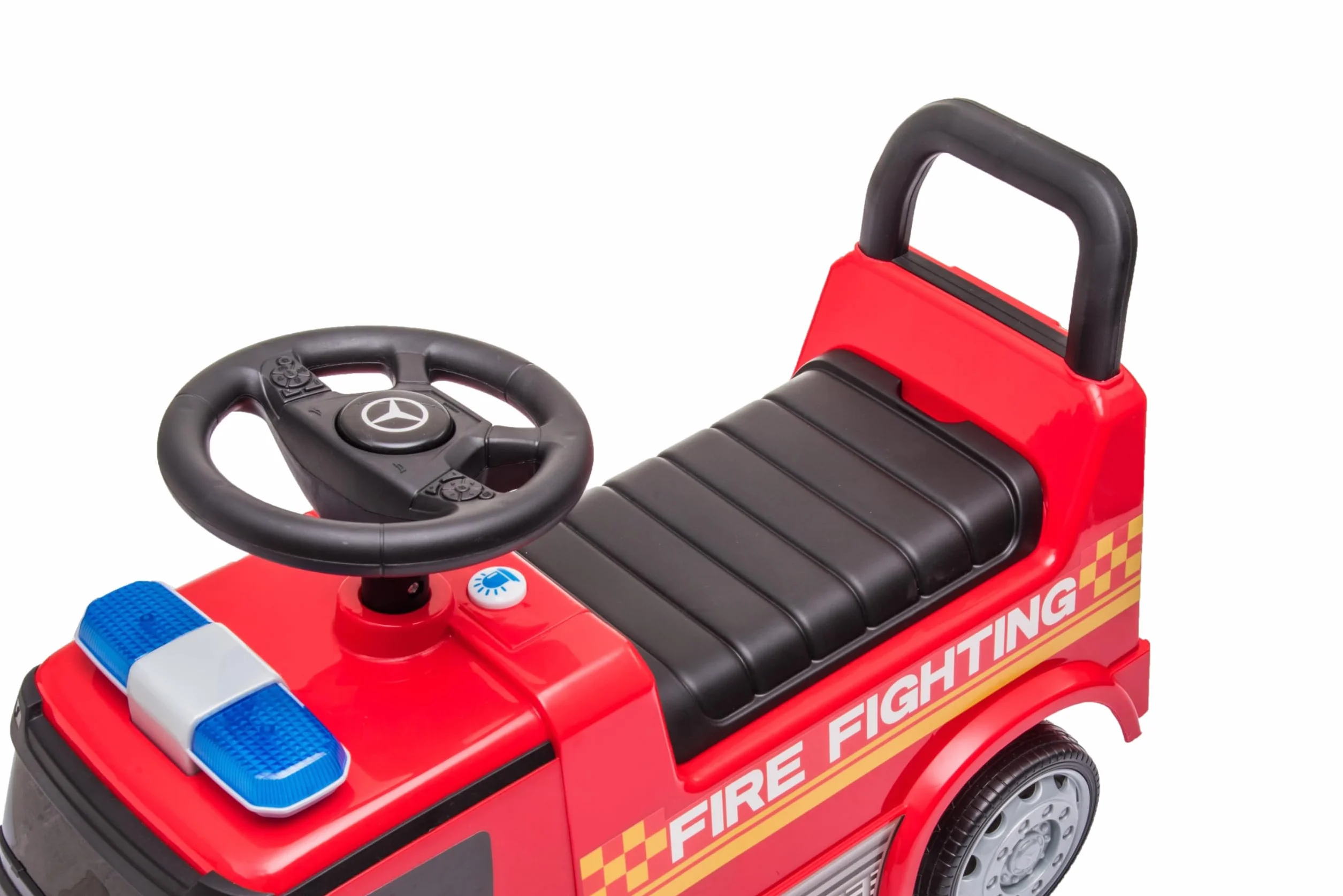 Camion Pompieri Cavalcabile Primi Passi Mercedes Antos per Bambini 1-3 Anni con Sirena e Clacson