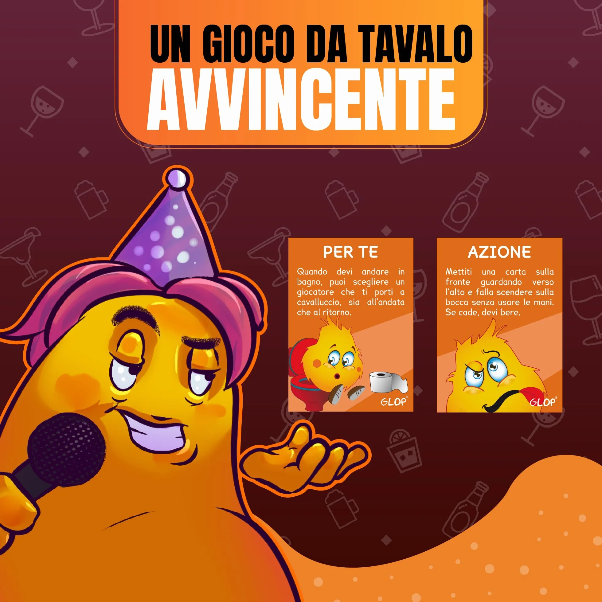 GLOP Game, Giochi da Tavolo Adulti di Carte per Bere, Regali Simpatici e Divertenti, Idee Regalo per Lei e Lui, per Natale, Amica, Amiche, Giochi Alcolici per Feste, Drinking Game