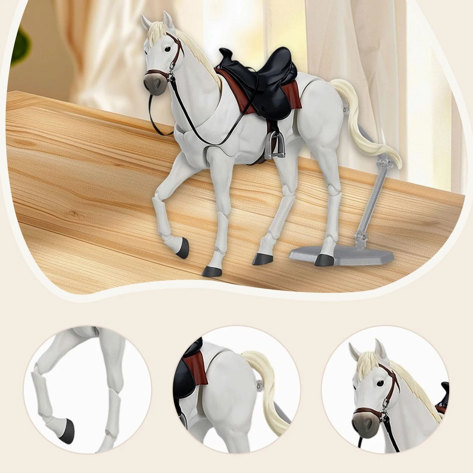 Statuetta di Cavallo Realistica per Decorazione da Scrivania E Progetti Fai da Te, Bianco