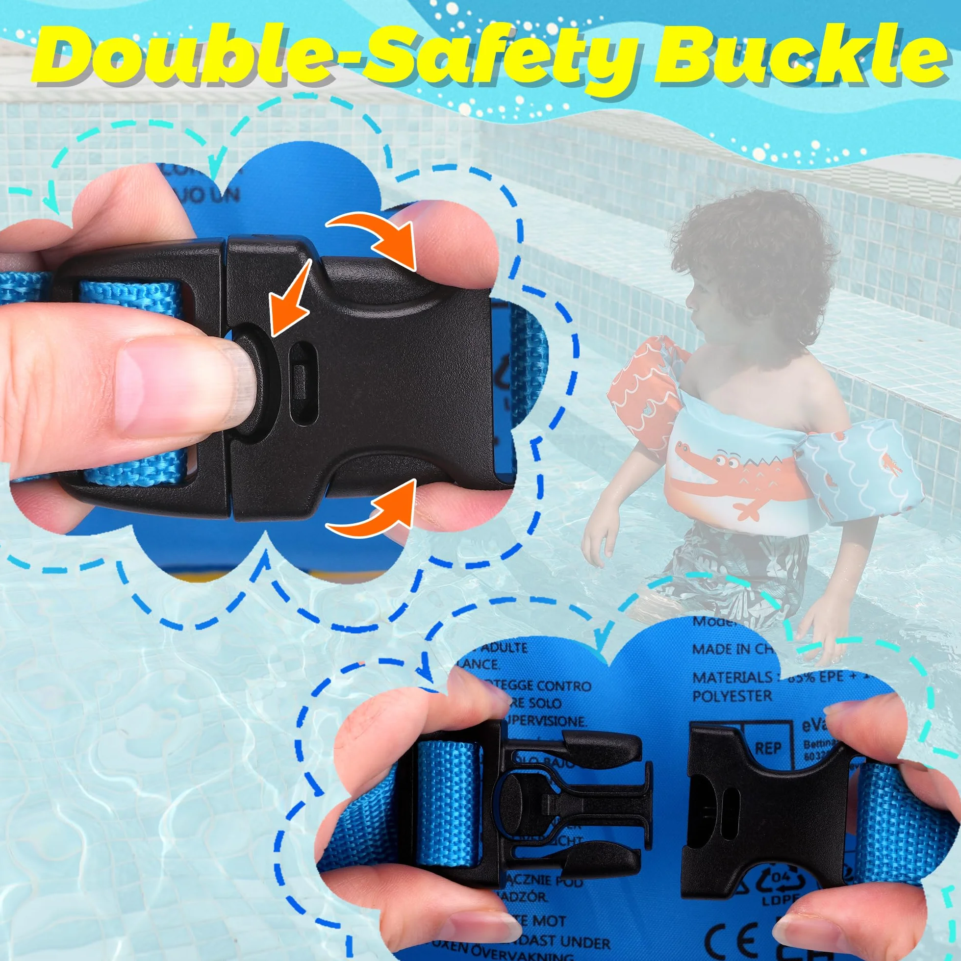 Braccioli di Sicurezza per Piscina Galleggiante per Nuoto Accessori per Bambini con Motivo Cartone Animato, ausilio per Imparare a Nuotare, Galleggiante