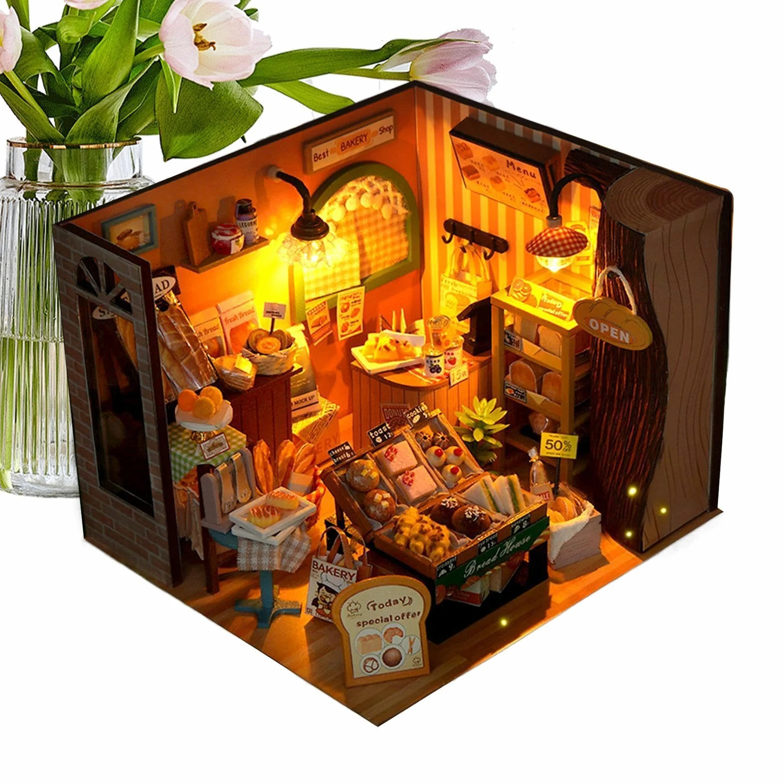 Kit fai da te per una casa in miniatura Giocattolo Di Costruzione | Kit di casa fai da te Per la decorazione di scrivania, dormitorio, appartamento, libreria, soggiorno e