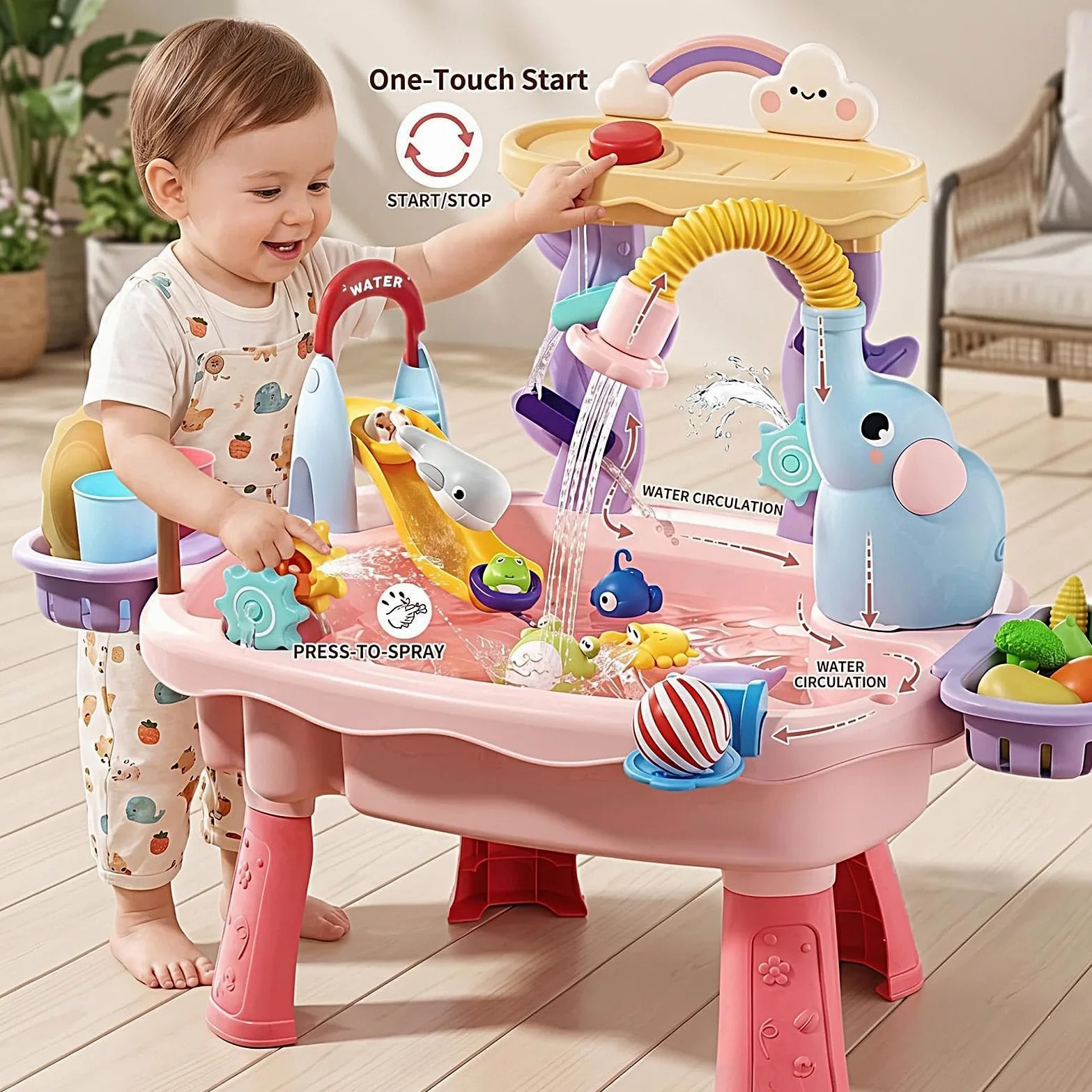 Tavolo Acquatico con di Pesca | per Bambini con Acqua Corrente per l'Giardino Patio Campeggio Interno Asilo Scuola 'Infanzia Bimbi e Bimbe 4-8 Anni