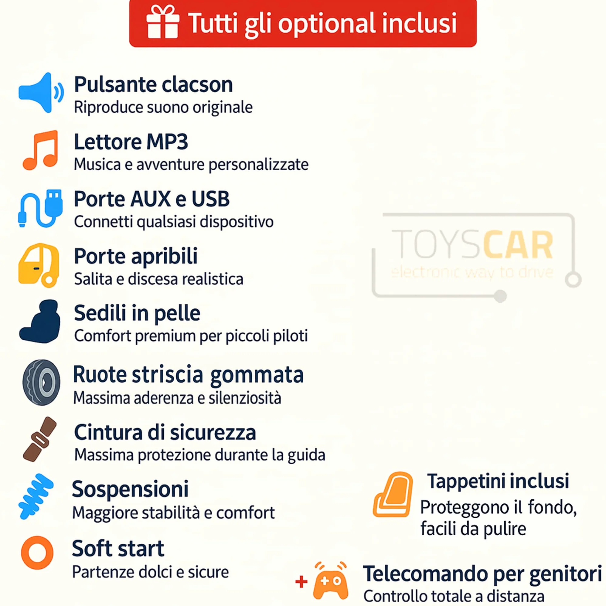 TOYSCAR Auto Macchina Elettrica 12V New Audi R8 Spyder per Bambini LED MP3 con Telecomando Sedile in Pelle Bianca