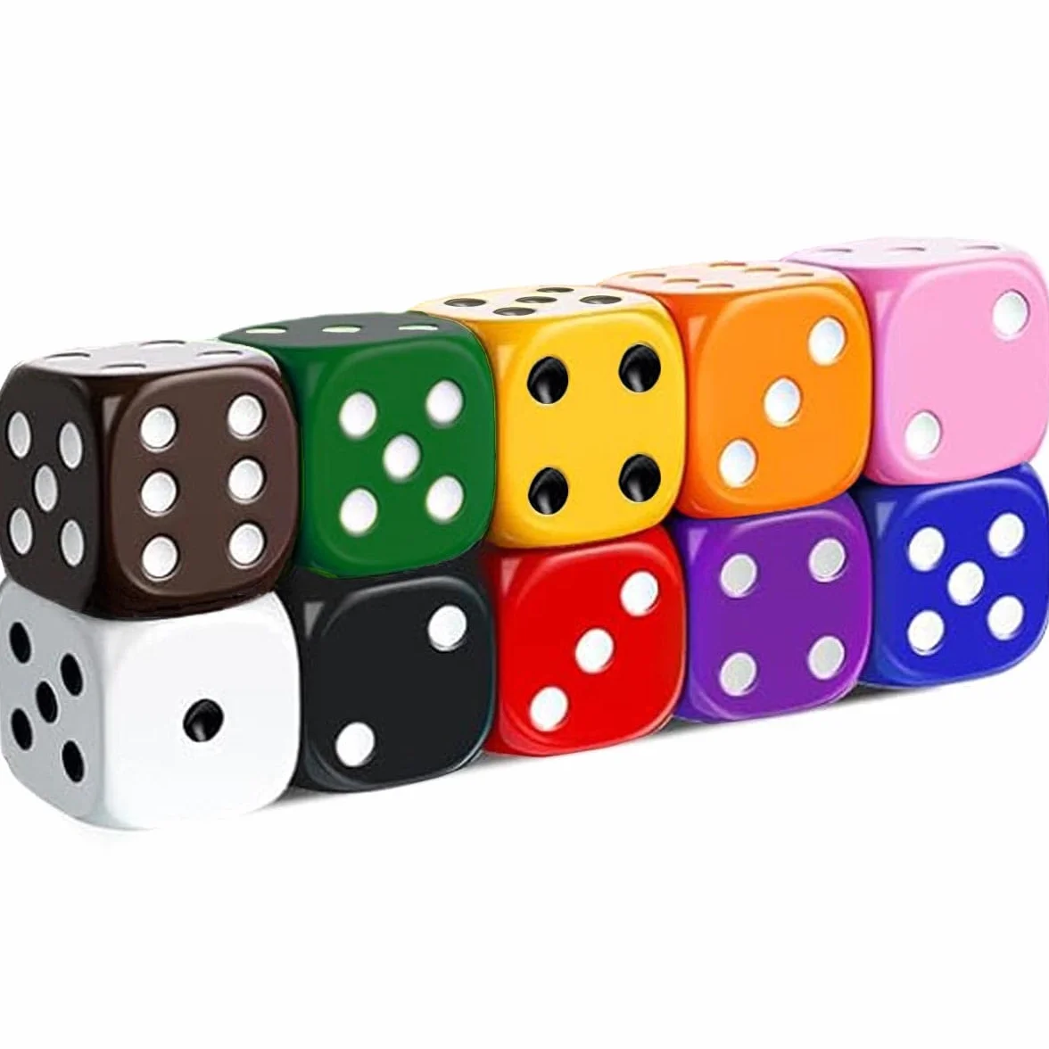 10X Dadi da Gioco 6 Facce Colorati 16mm Acrilico – Set per Giochi da Tavolo, Roleplay, Accessori Multicolore