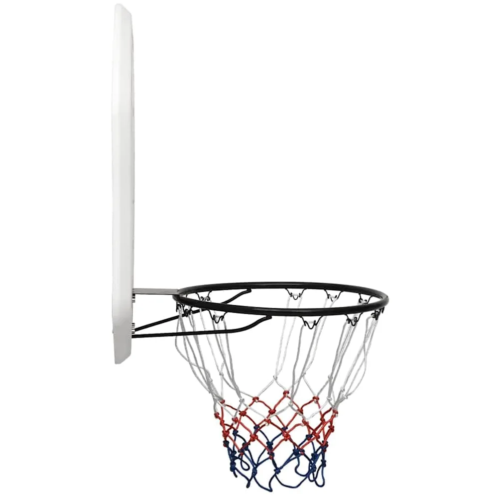 Tavola da basket in polietilene, 109 x 71 x 3 cm, canestro da basket bianco con anello in acciaio e rete in nylon resistente alle intemperie, adatto per montaggio a parete e interni ed esterni