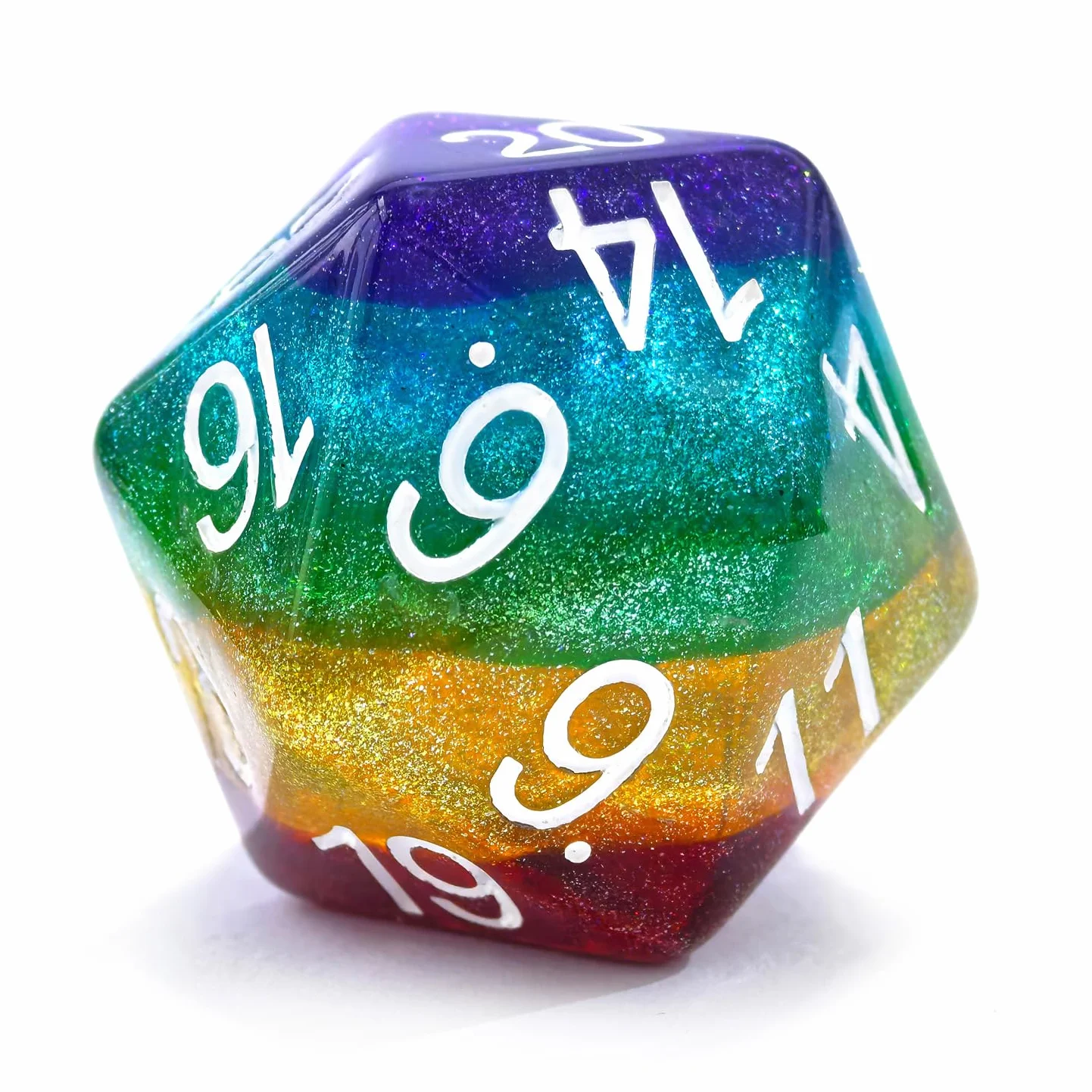 Bescon - Dadi jumbo a 20 facce da 3,8 cm in colorato design multistrato, dadi D20 di grandi dimensioni da 38 mm con molteplici strati e colori ricchi