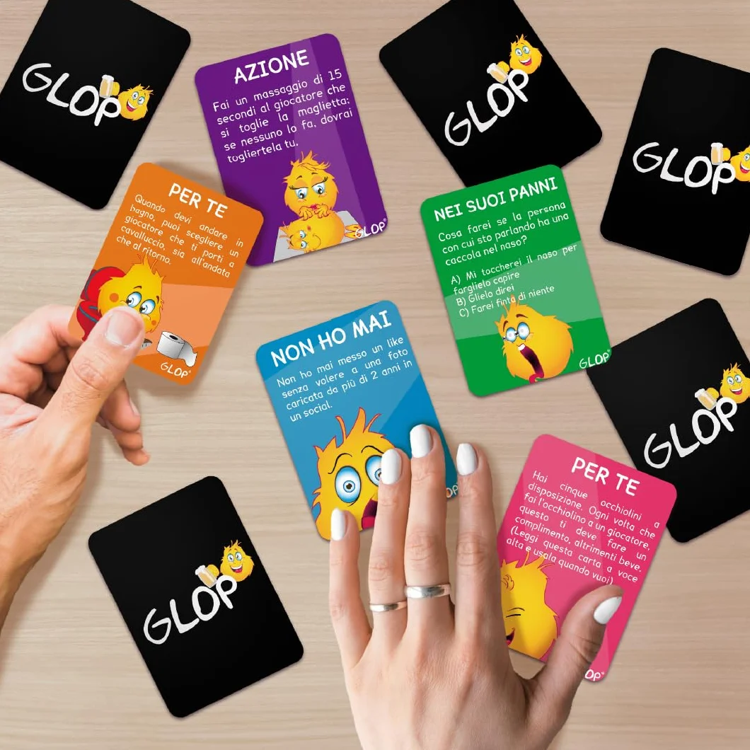 GLOP 400 Carte, Probabilmente i Migliori Giochi da Tavolo Adulti, Giochi per Bere in Italiano, Giochi di società per Feste, Regali Divertenti, Bevi Responsabilmente.