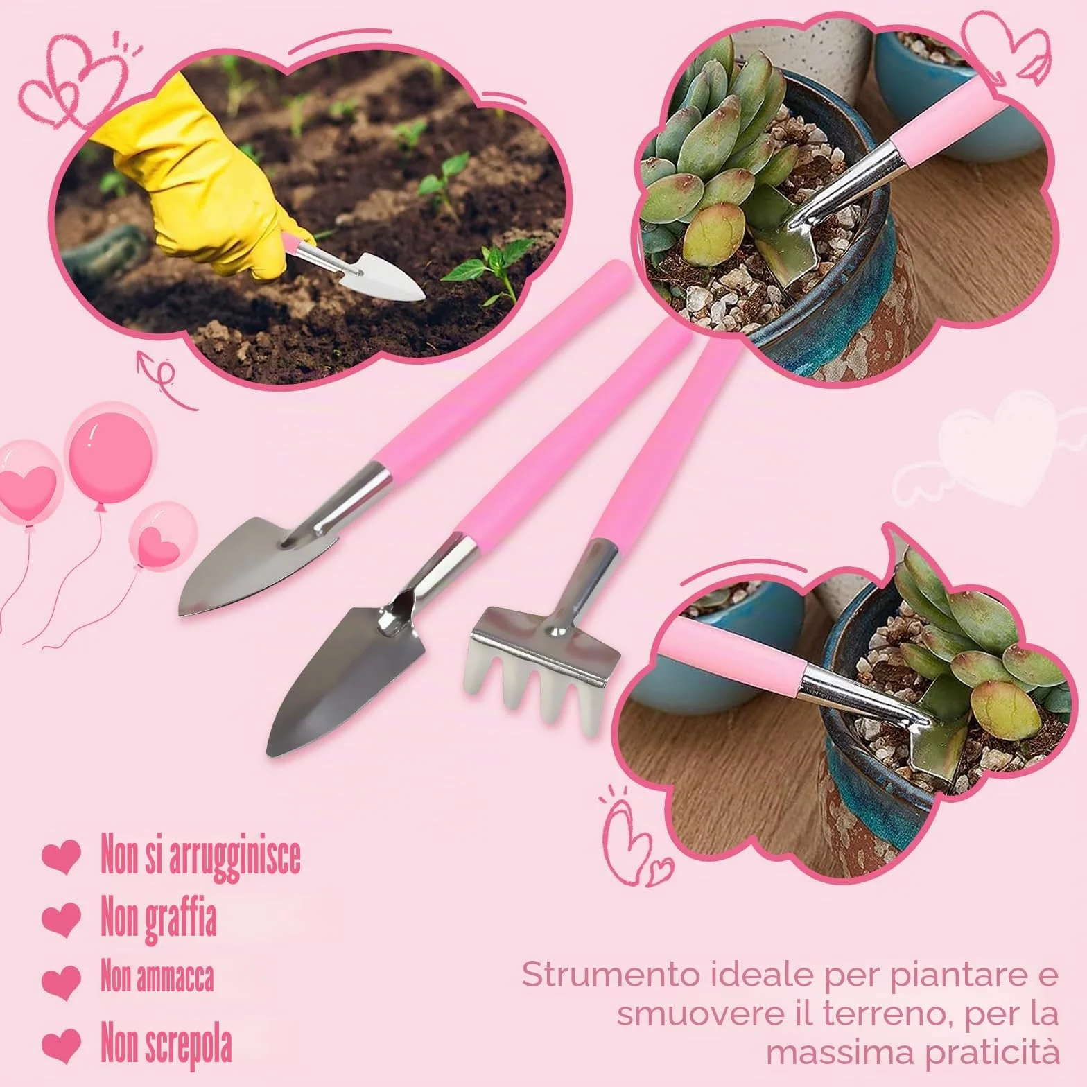 Stanew Set di Attrezzi da Giardino per Bambini, Set Giardino Bambini, Kit Giardinaggio Bambini (Rosa) Include Secchio, Grembiule,Guanti da Giardino per Bambini,Paletta Giardinaggio,Borsa da Giardino