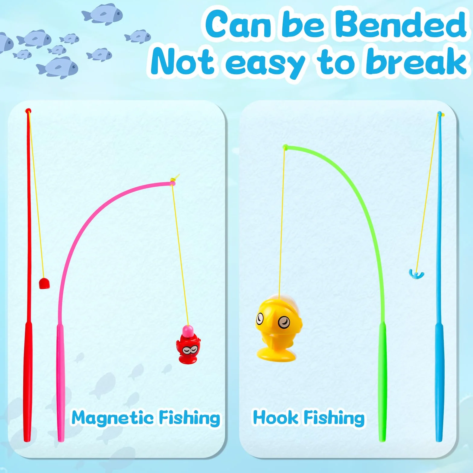 Gioco Pesca Pesci Calamita Magnetico 2 in 1 con 26 Pesciolini e 4 Canna da Pesca Regalo Bambini 2-5 Anni