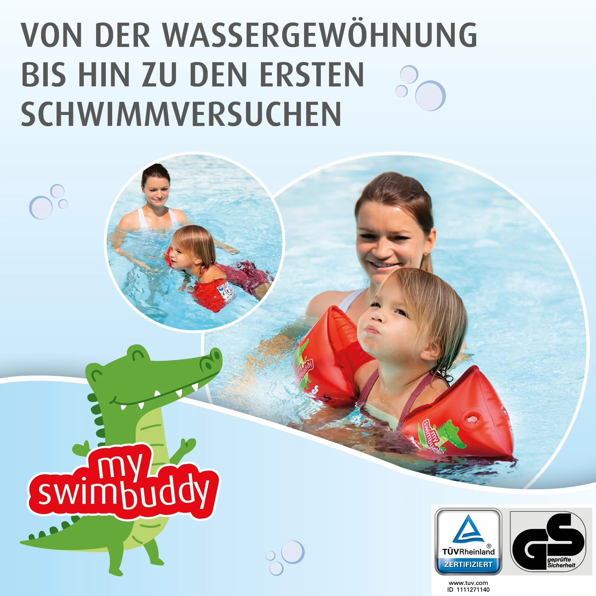reer myswimbuddy galleggianti | aiuto per il nuoto per neonati e bambini | inserto in tessuto extra morbido | apprendimento sicuro | 11-30 kg