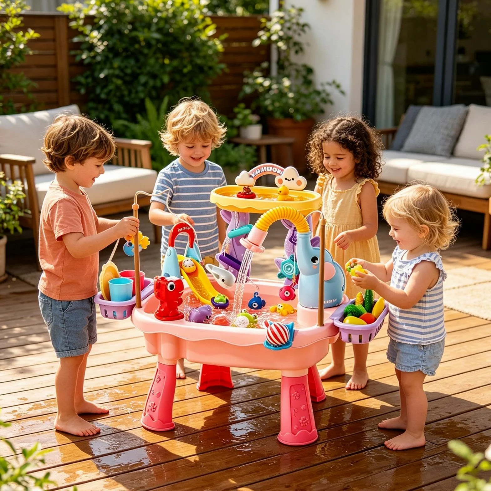 Tavolo Acqua Attività Giocattolo Da Pesca Con Pompa Elettrica | Set Di Attività Sensoriali Per Bambini per Bambini e Bambine Piccoli Patio Spiaggia Campeggio Asilo Casa Bagno Sala Giochi