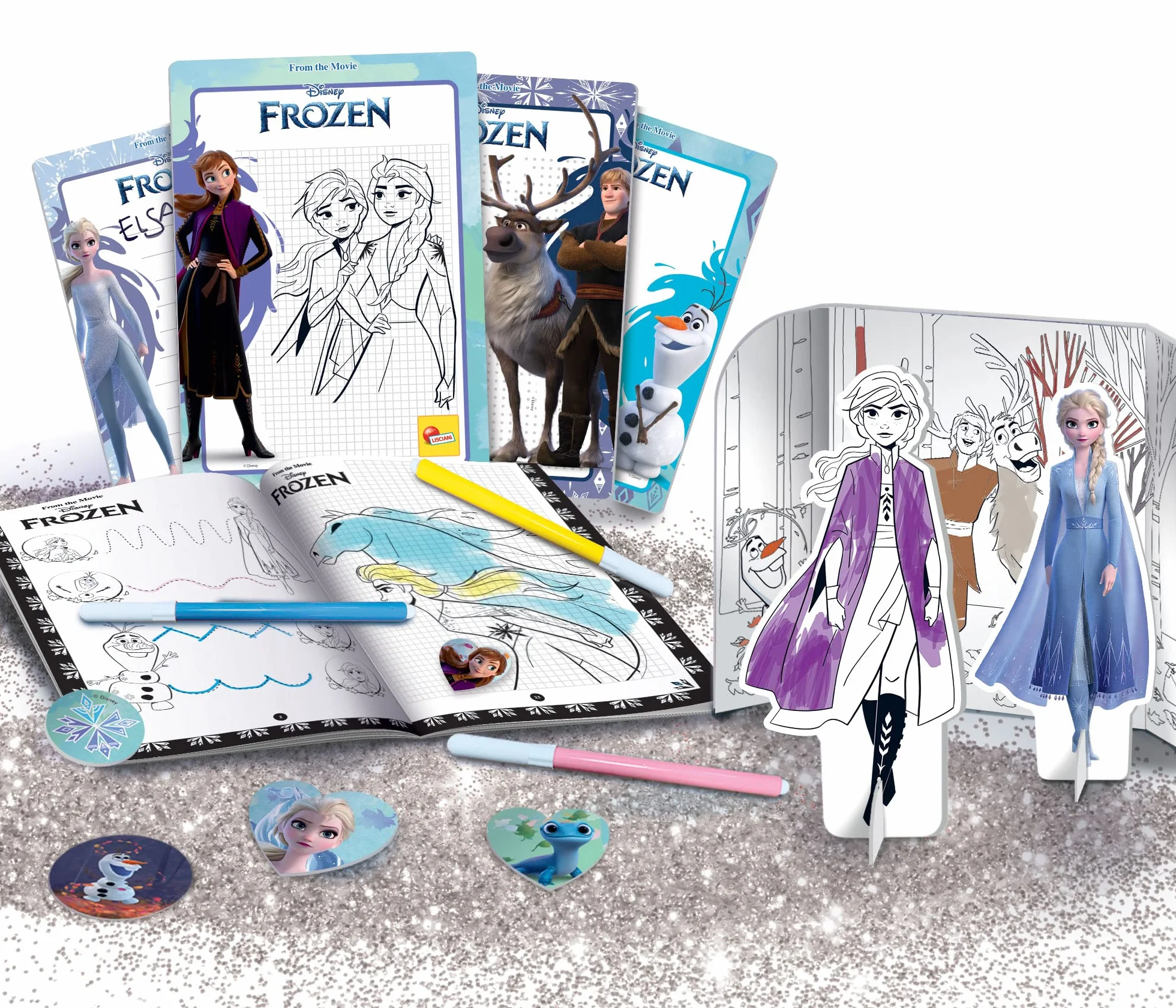 Liscianigiochi Frozen Coloring e Drawing School Zainetto Lavagnette Manuale Pennarelli Multicolore