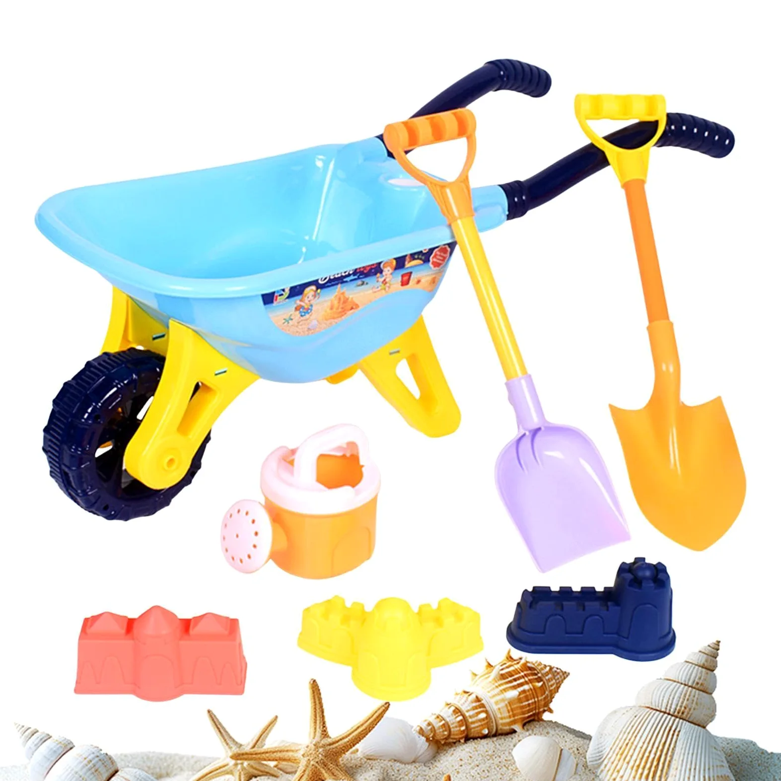 Giocattoli da Spiaggia per Bambini 7 Pezzi Secchiello Rastrello e Formine | Giochi di Sabbia per Attività all'Aperto per Feste Mare Giochi Piscina Giardino Campeggio Picnic Casa