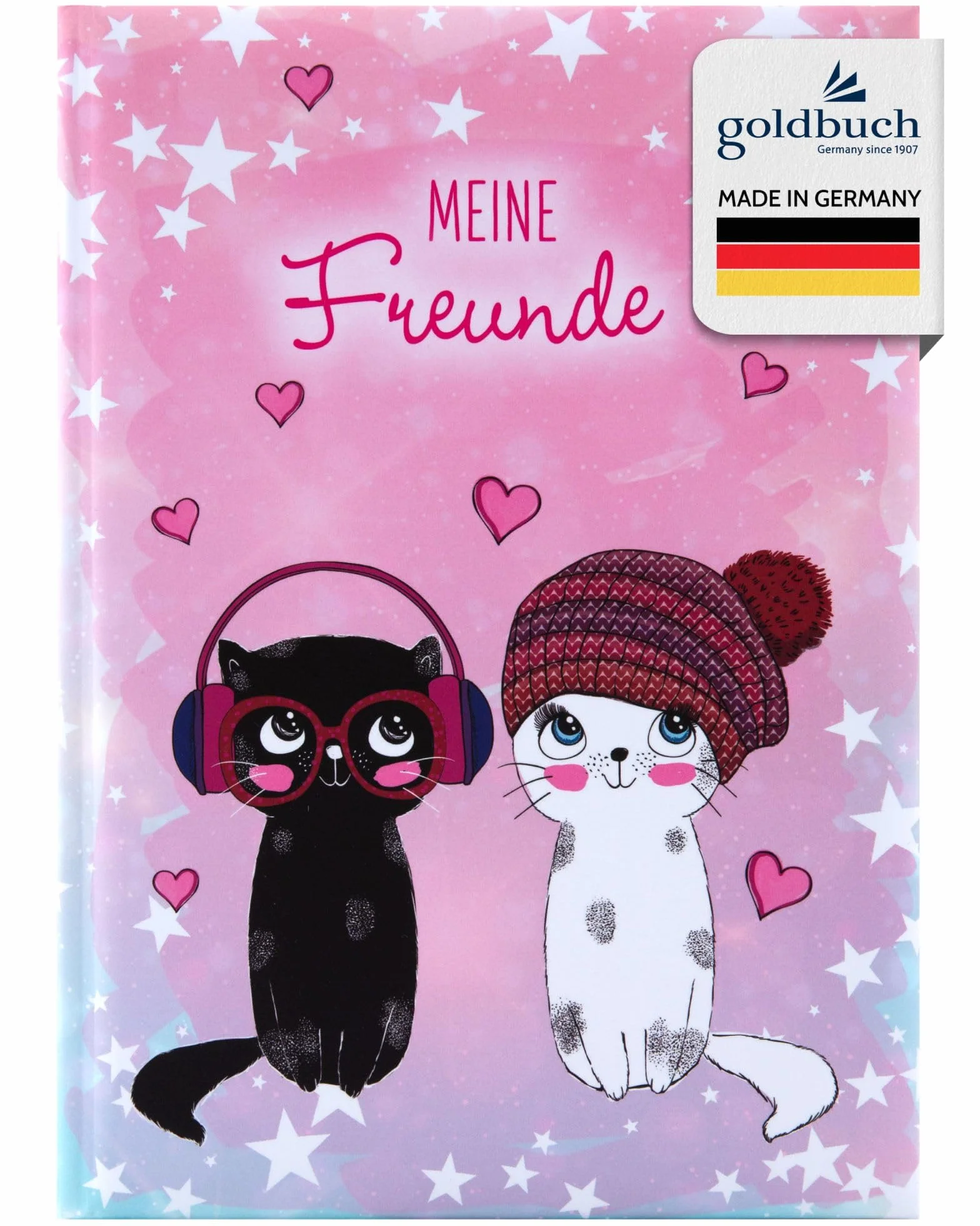 goldbuch 43099 - Libro degli Amici Music for Cats DIN A5, Libro dell'amicizia da compilare per Amici, Scuola elementare, Scuola, Asilo, Kita, 88 Pagine illustrate, Copertina Laminata