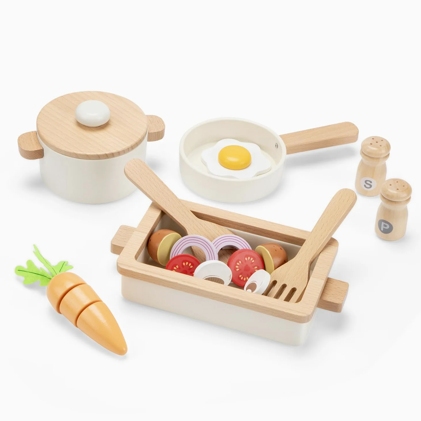 Woet® Forno per il Pane Giocattolo in Legno per Bambini – Set Colazione di Imitazione con Pane, Accessori e Tagliere – Giocattolo di Imitazione – A Partire da 3 Anni – Regalo per Bambini e Bambine