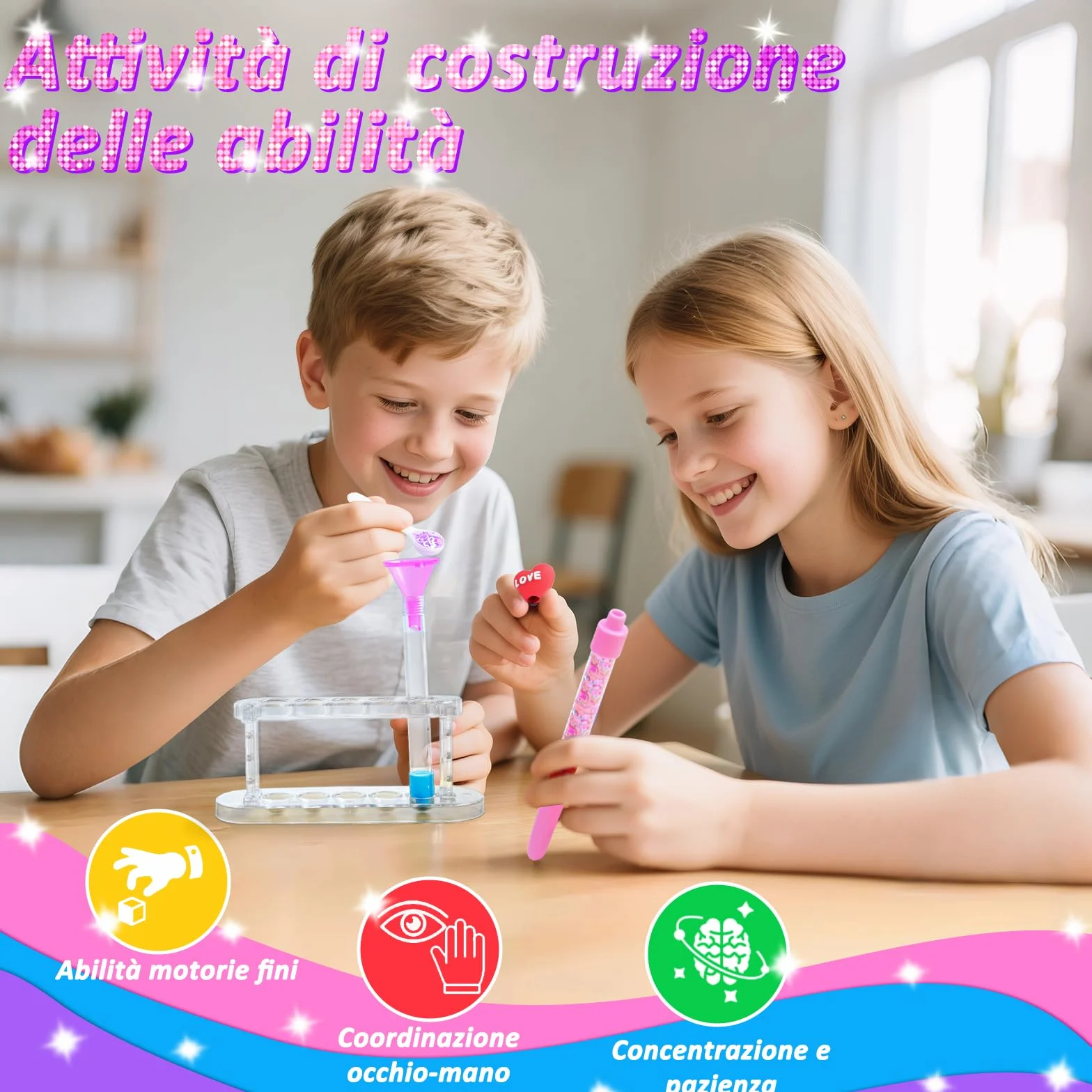 MOMUSE Kit Creativo Penne 50 Accessori, Fabbrica Penne per Bambini 6-10 Anni, Idee Regalo