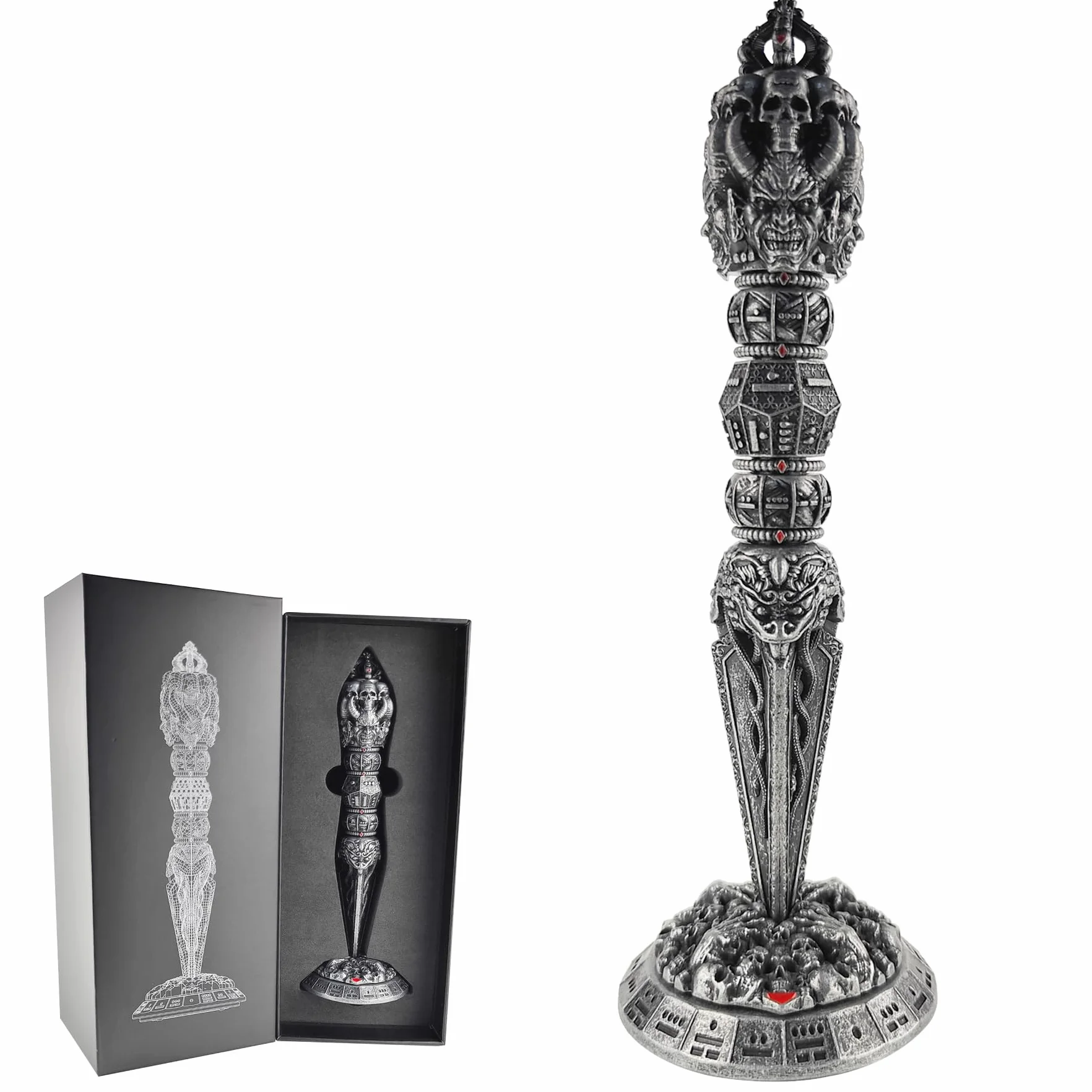 Wand Dice Dadi a bacchetta magica 7 in 1 per DND Dungeons and Dragons, dadi in metallo Fidget Spinner per D20 D12 D10 D8 D6 D4 D% collezione Goblin (nero)