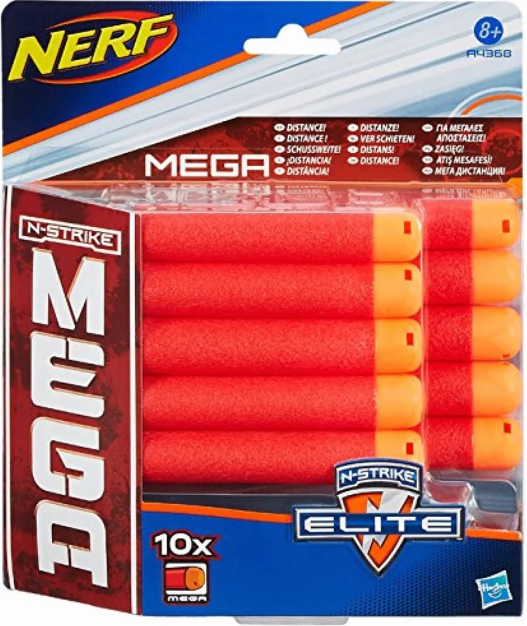 Hasbro Nerf- Ricarica da 10 Dardi Mega, A4368E24