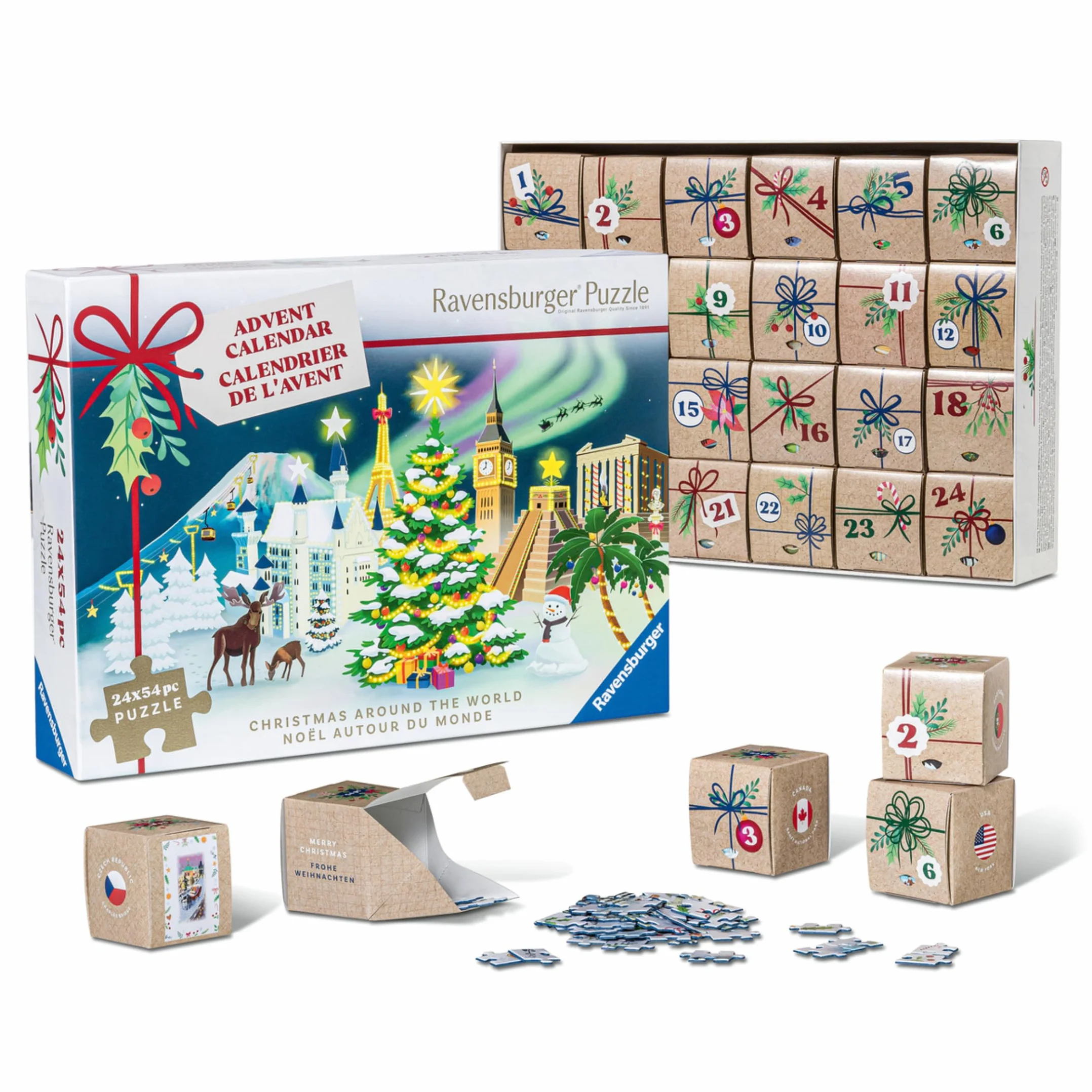 Ravensburger - Calendario Avvento Puzzle | Calendario Avvento Puzzle 2025 24x54 Pezzi | Calendario Dell'avvento Bambini e Adulti | Puzzles Ravensburger | Regali Natale