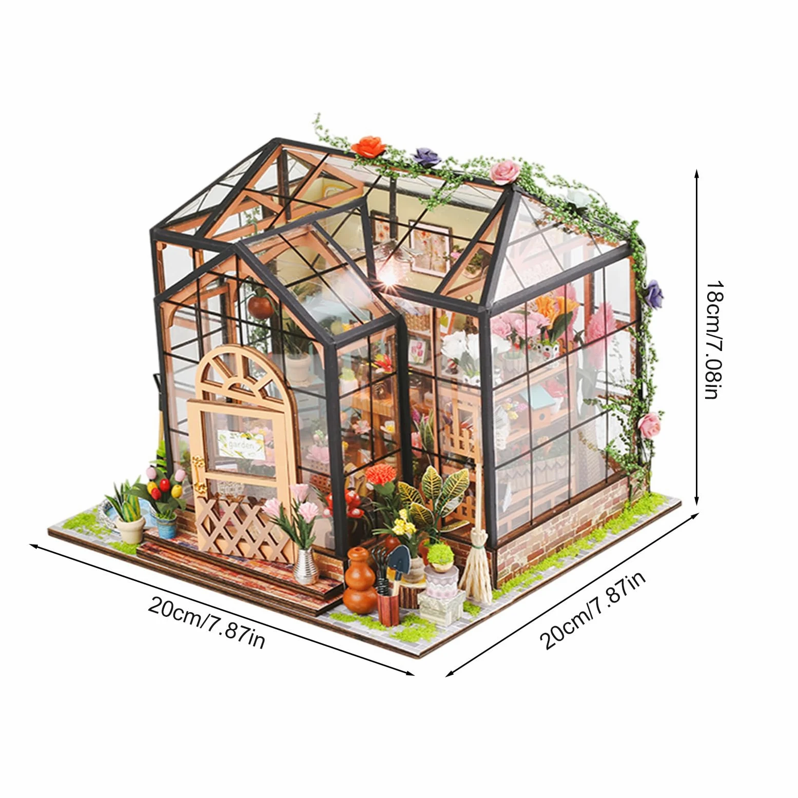 Kit Casa Miniatura Artigianale 3D Serra in Legno Puzzle DIY | Casa Mobili e Colla per Attrezzi Progetti Fai-da-te Creativi per Arredo di Mini Casa per Natale e Compleanno