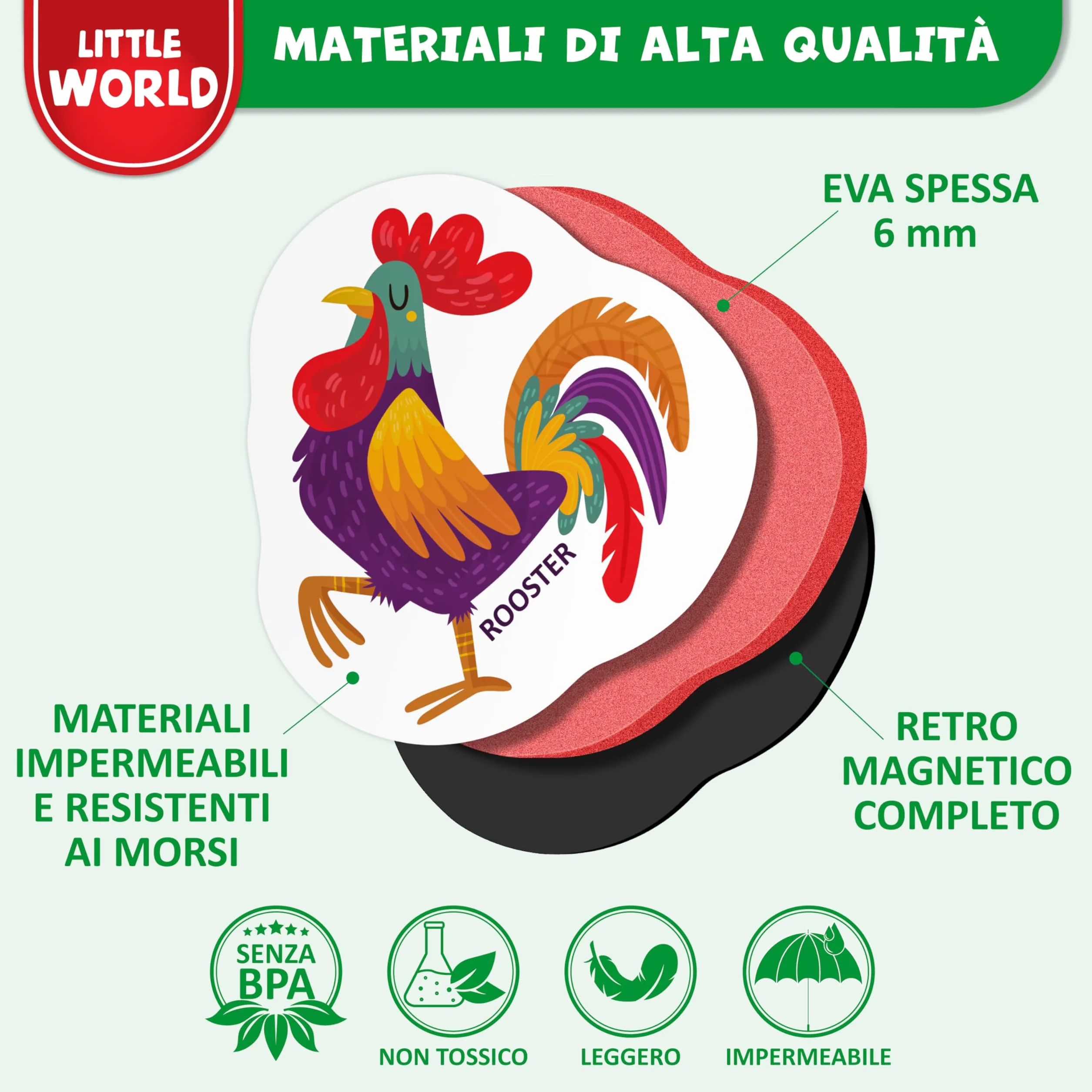 Magneti per frigorifero in schiuma per bambini 1-3 Little World 27 sztuk