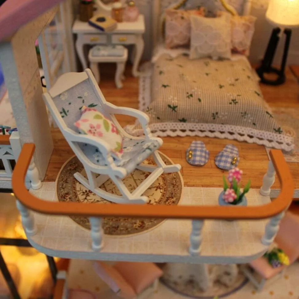Generico Kit per Casa delle Bambole in Miniatura con Mobili in Legno E Luce LED Miniature da Costruire